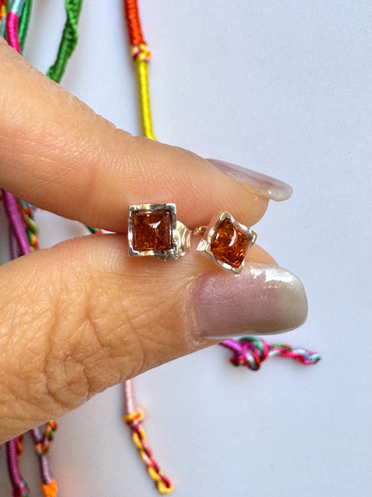 925 silver amber stud earrings 36AM