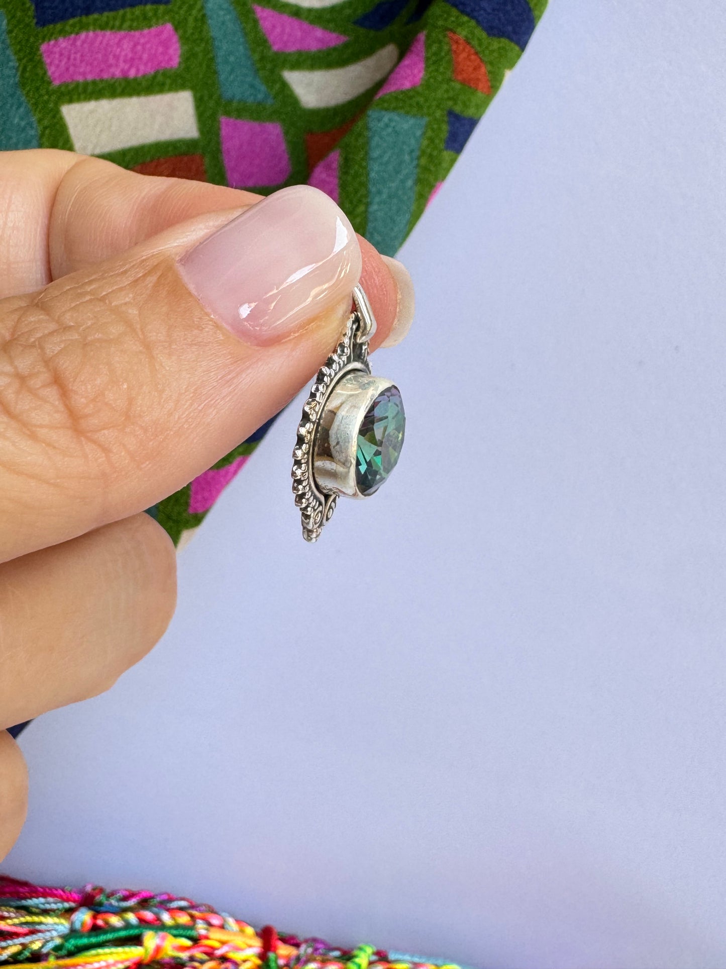 Ciondolo argento 925 mystic stone 44K
