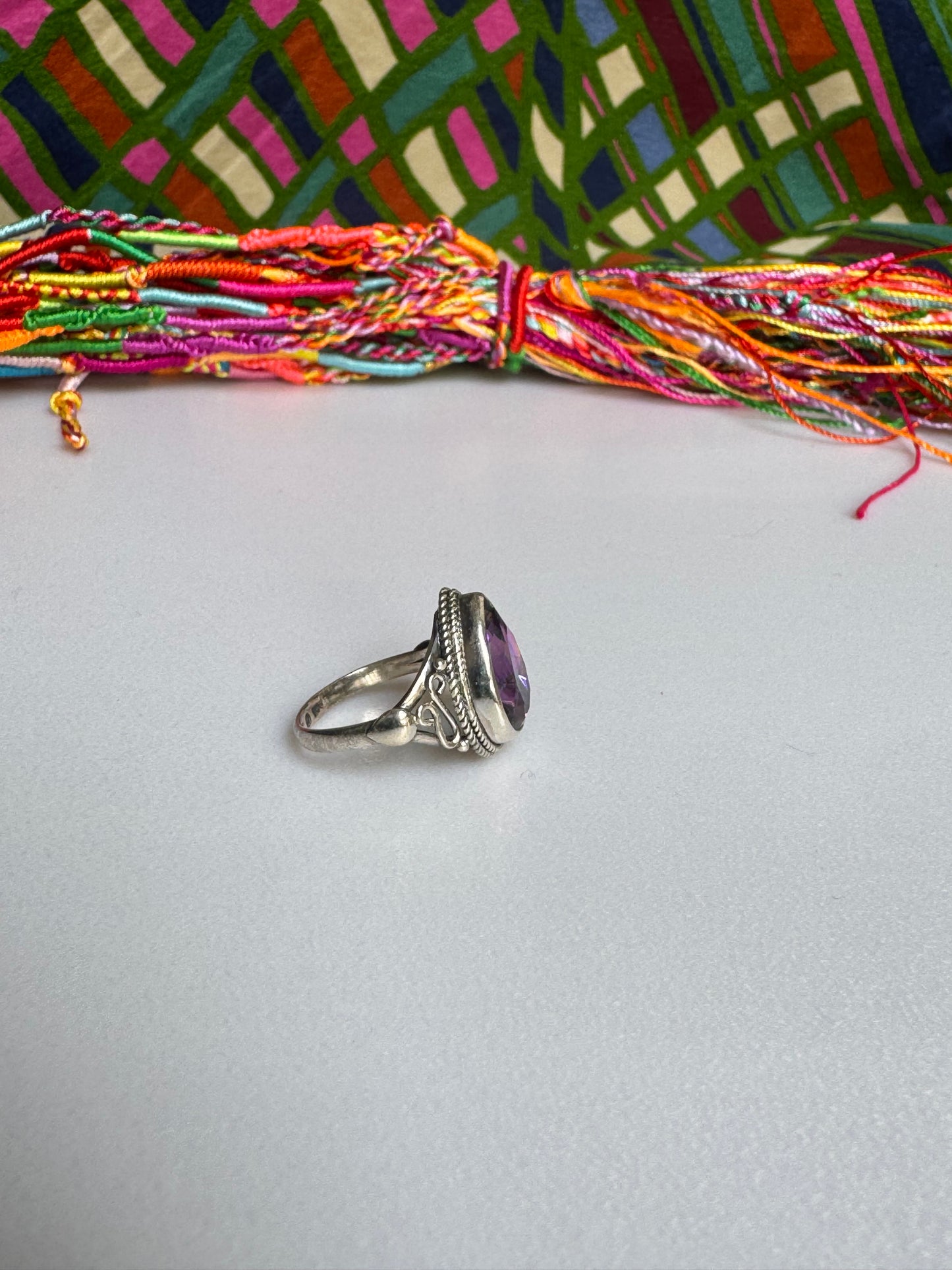 925 silver mystic stone ring size 14 9MS