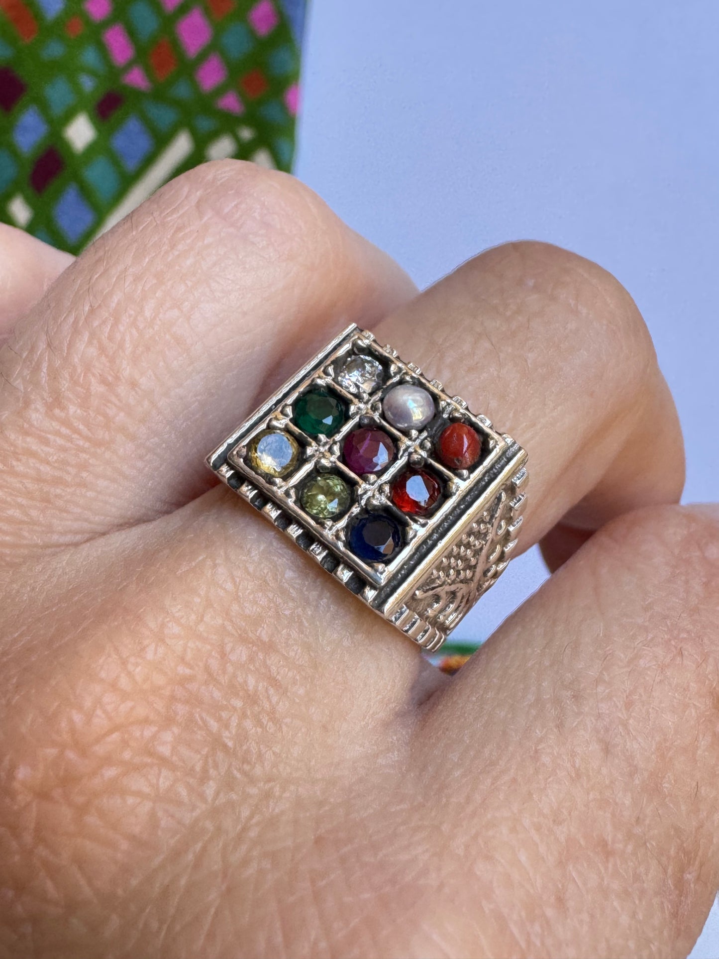 Ring Silber 925 Navaratna Größe 13 -MP5