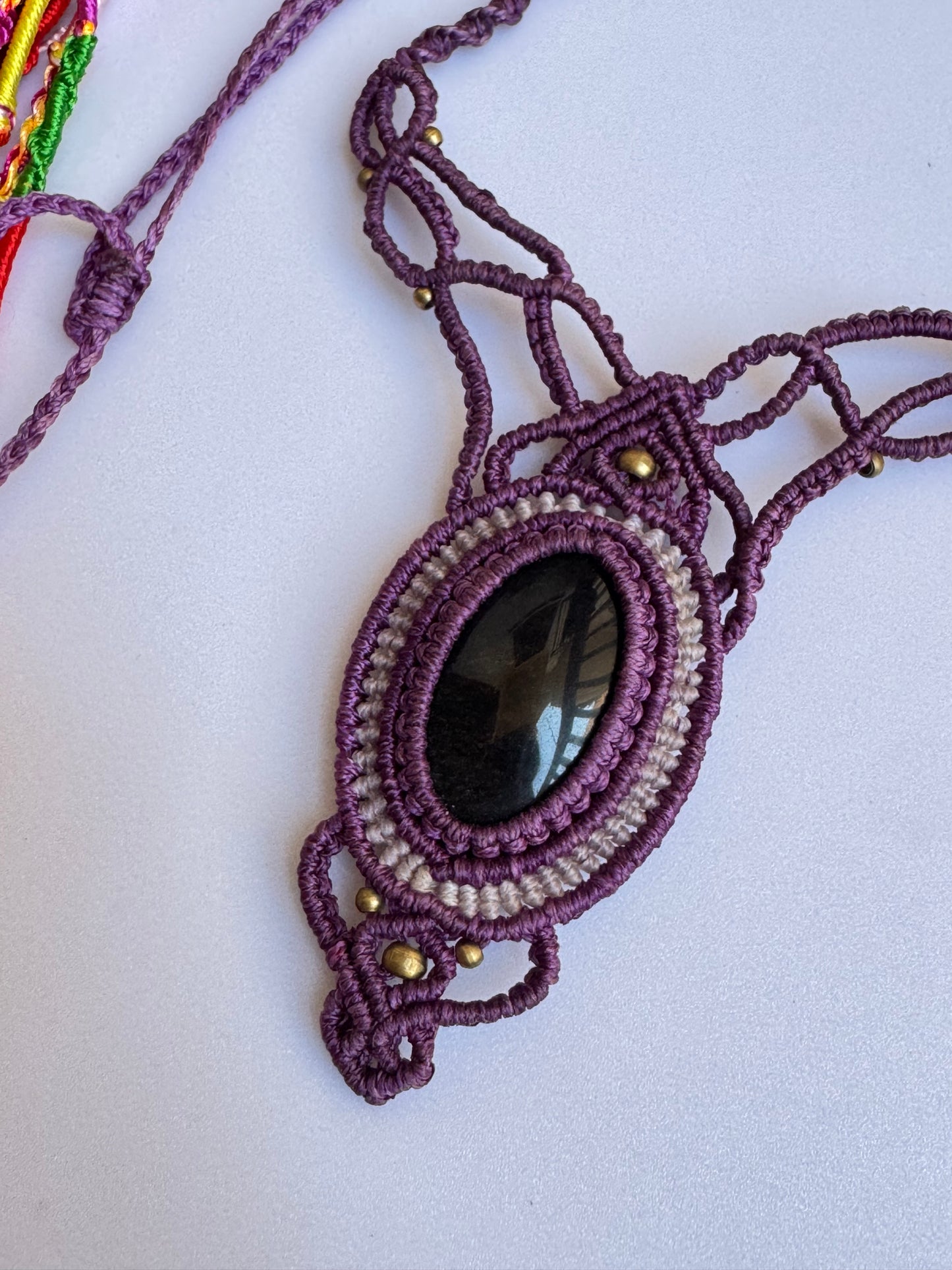 Collana macramè calcedonio nero D