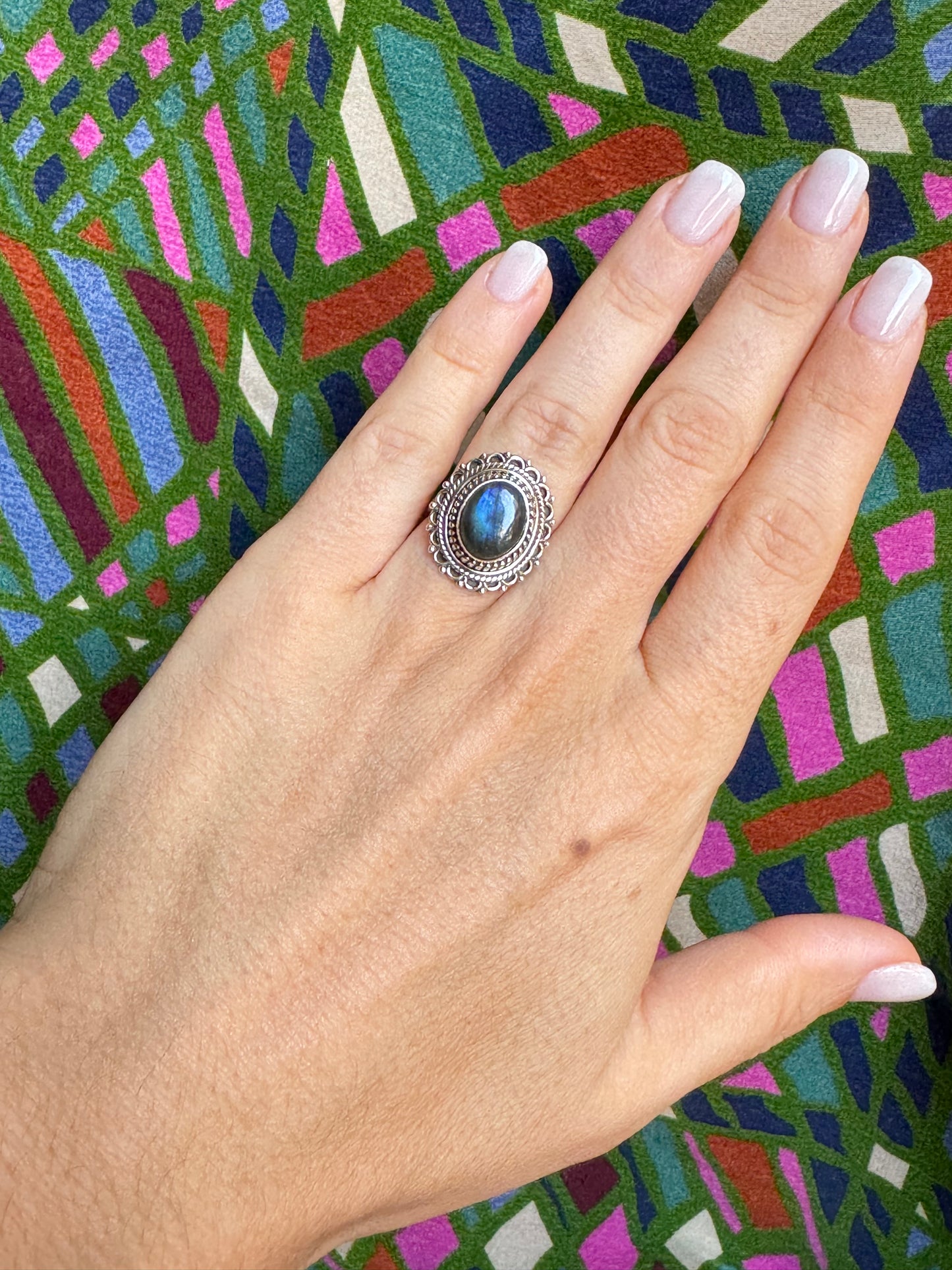 Labradorite Silver Ring E6