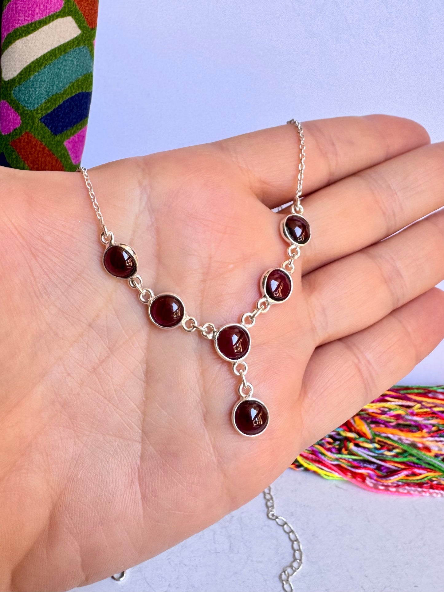 Collana argento 925 granato
