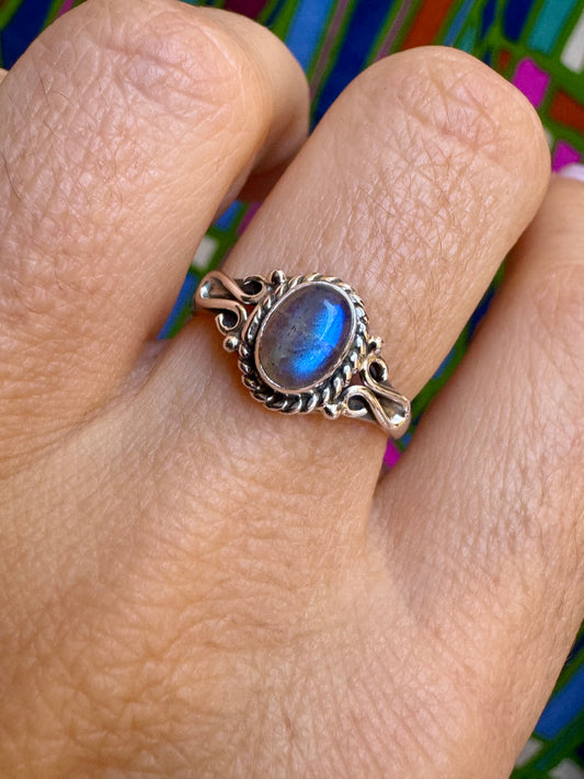 Labradoritring aus 925er Silber, Größe 14/15 - G58