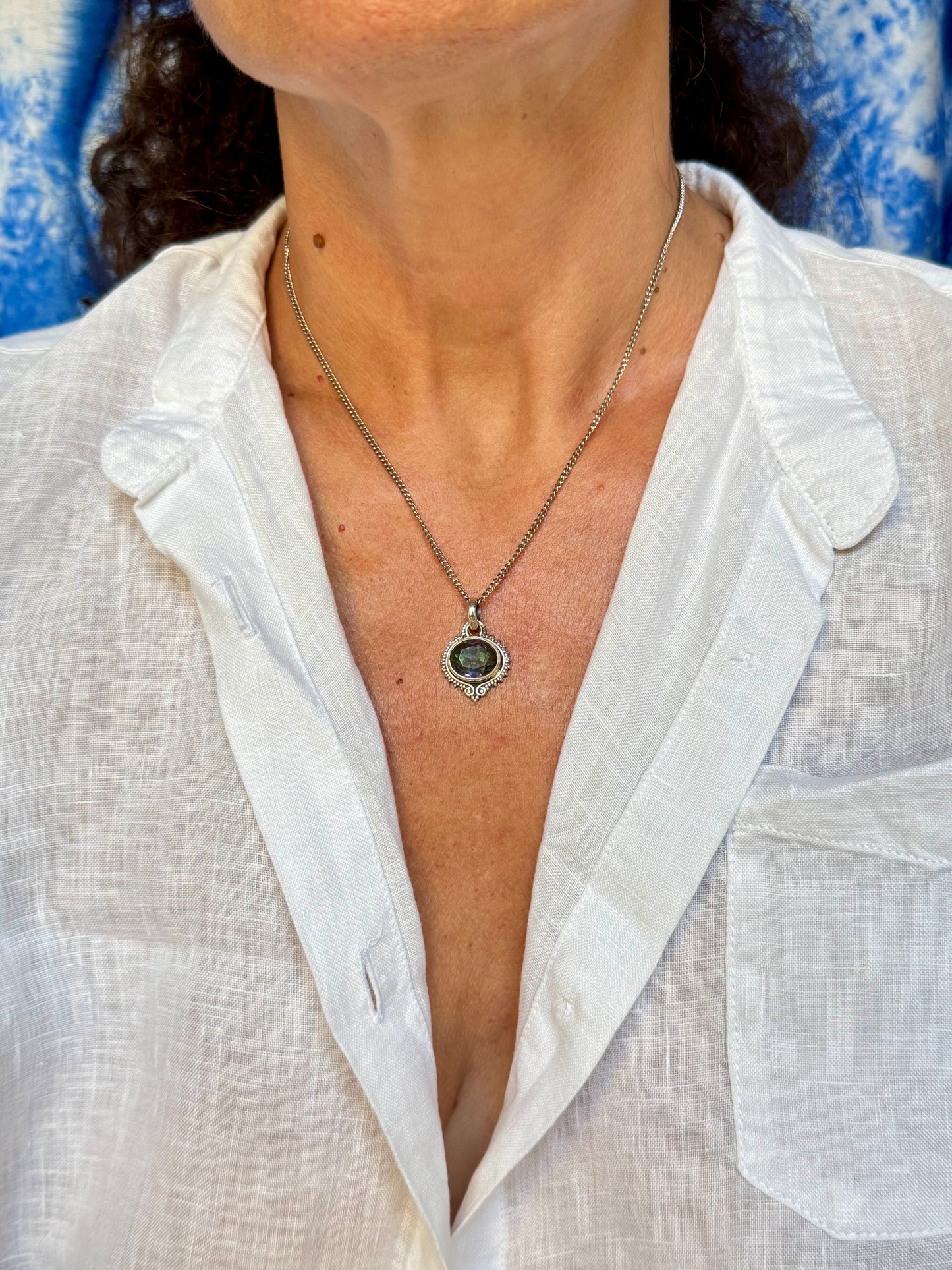 Ciondolo argento 925 mystic stone 44K