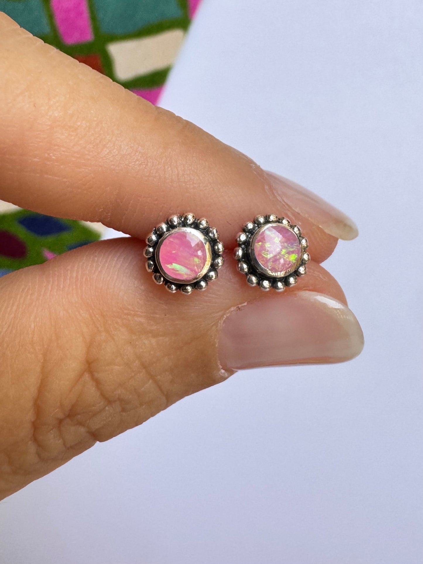 Orecchini lobo argento 925 opale rosa