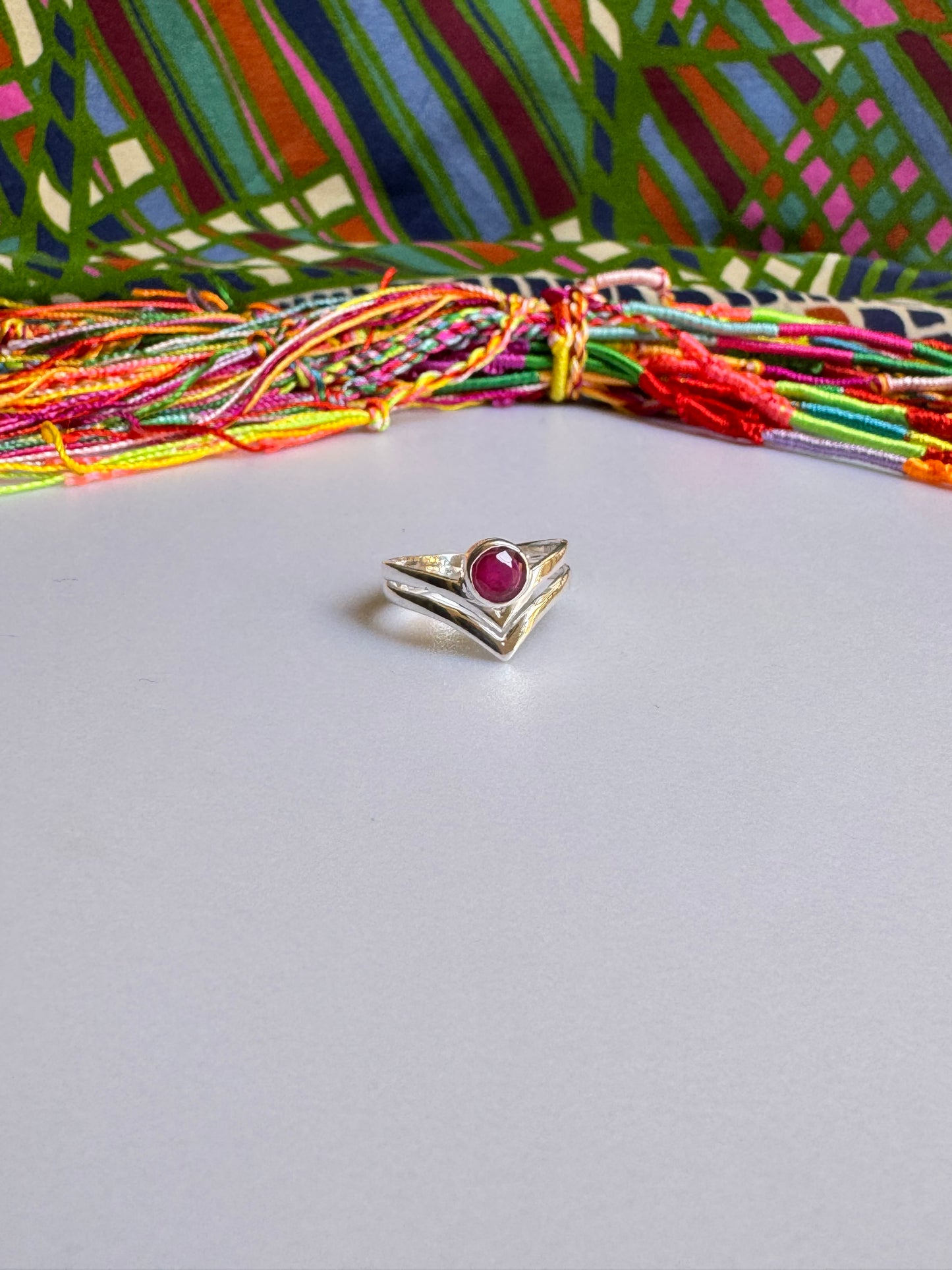 925 silver ring with corundum, size 15 - X58