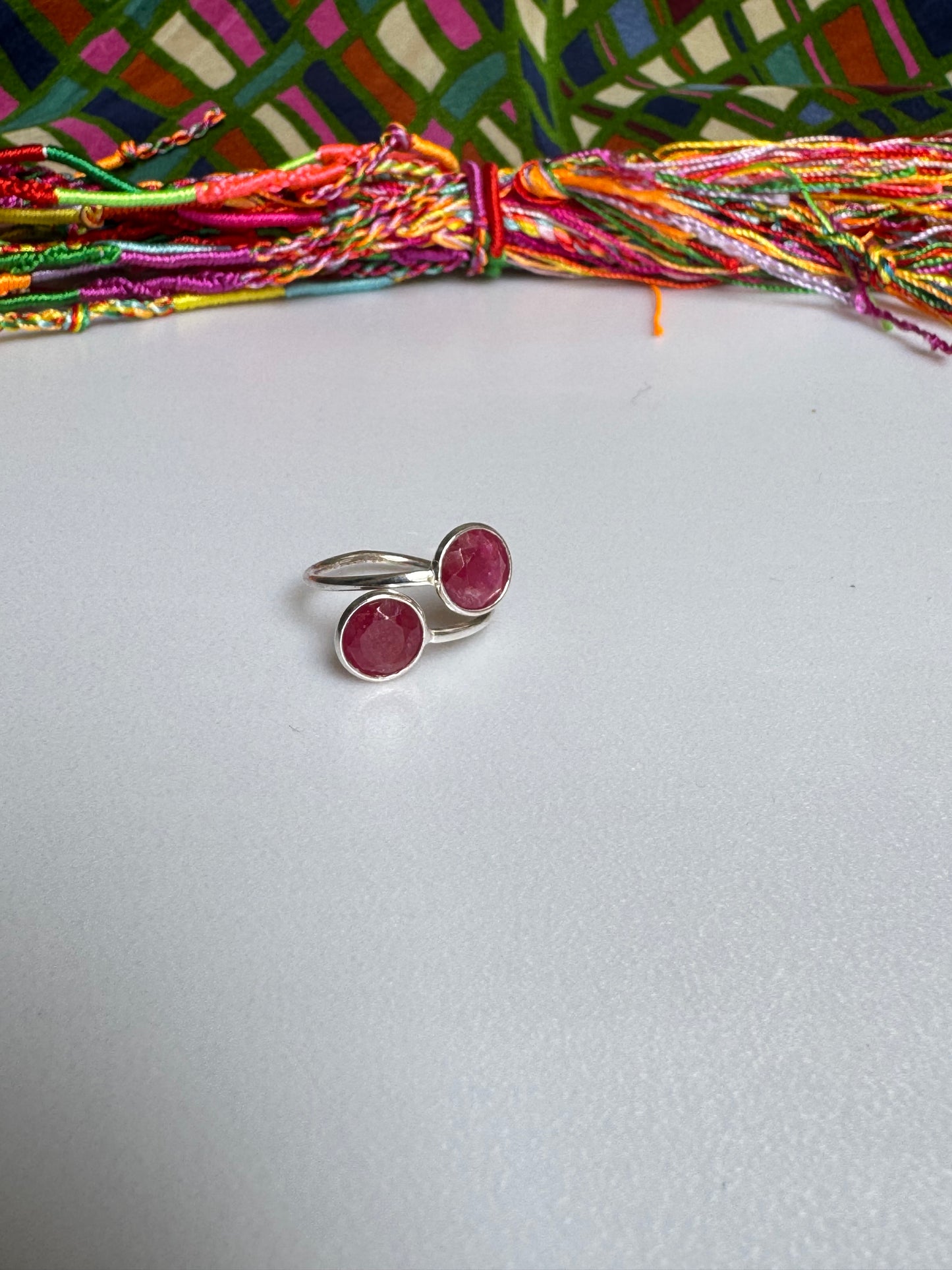 Anello argento 925 radice di rubino regolabile da misura 12 - 19AM