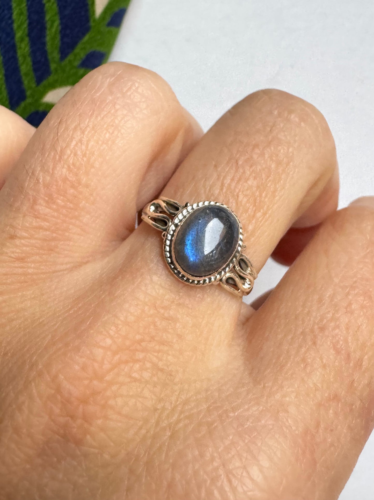 Anello argento 925 labradorite misura 14/15 - 34SZ