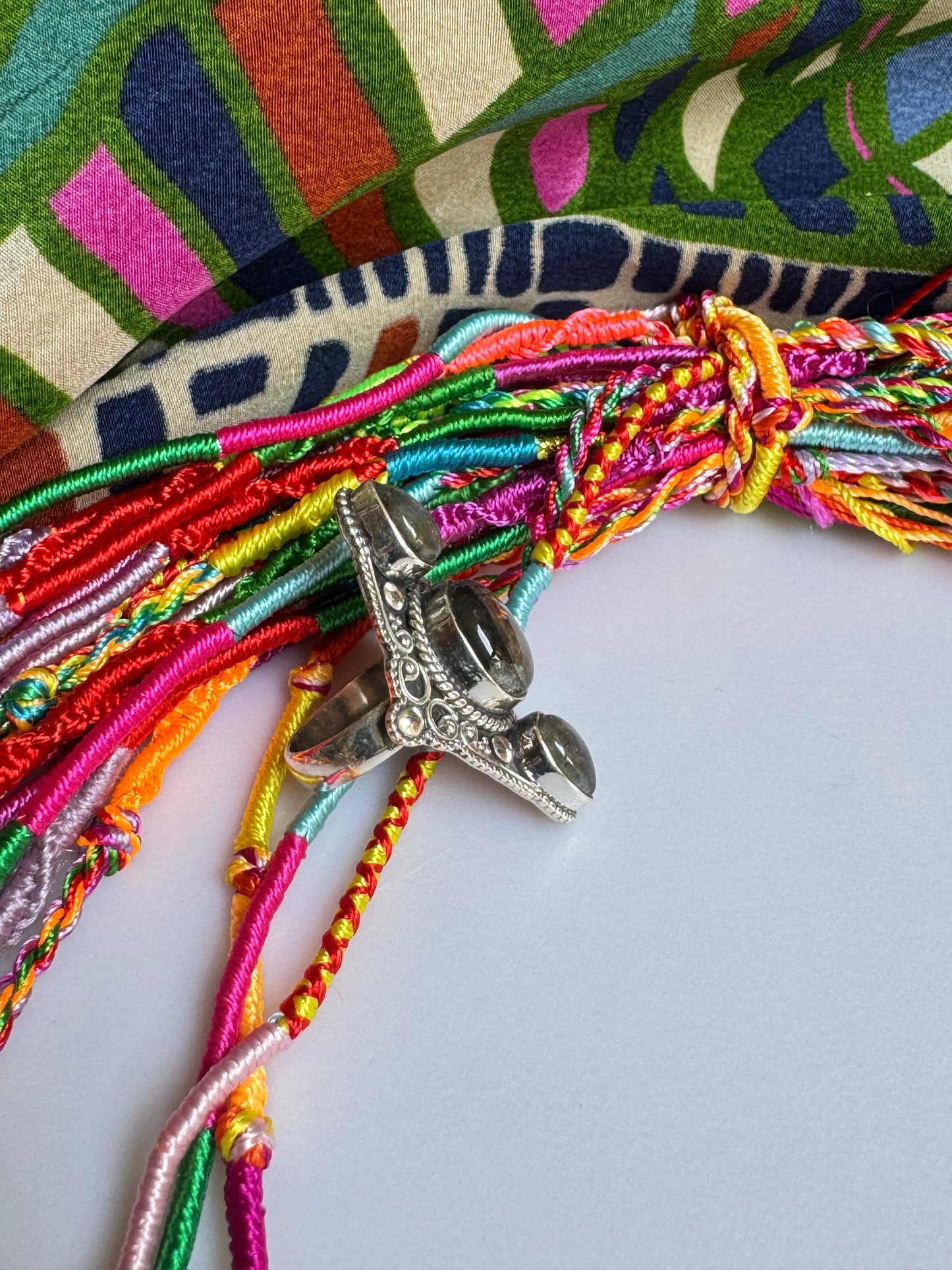 925 Silber Labradorit Ring Größe 12 - X80