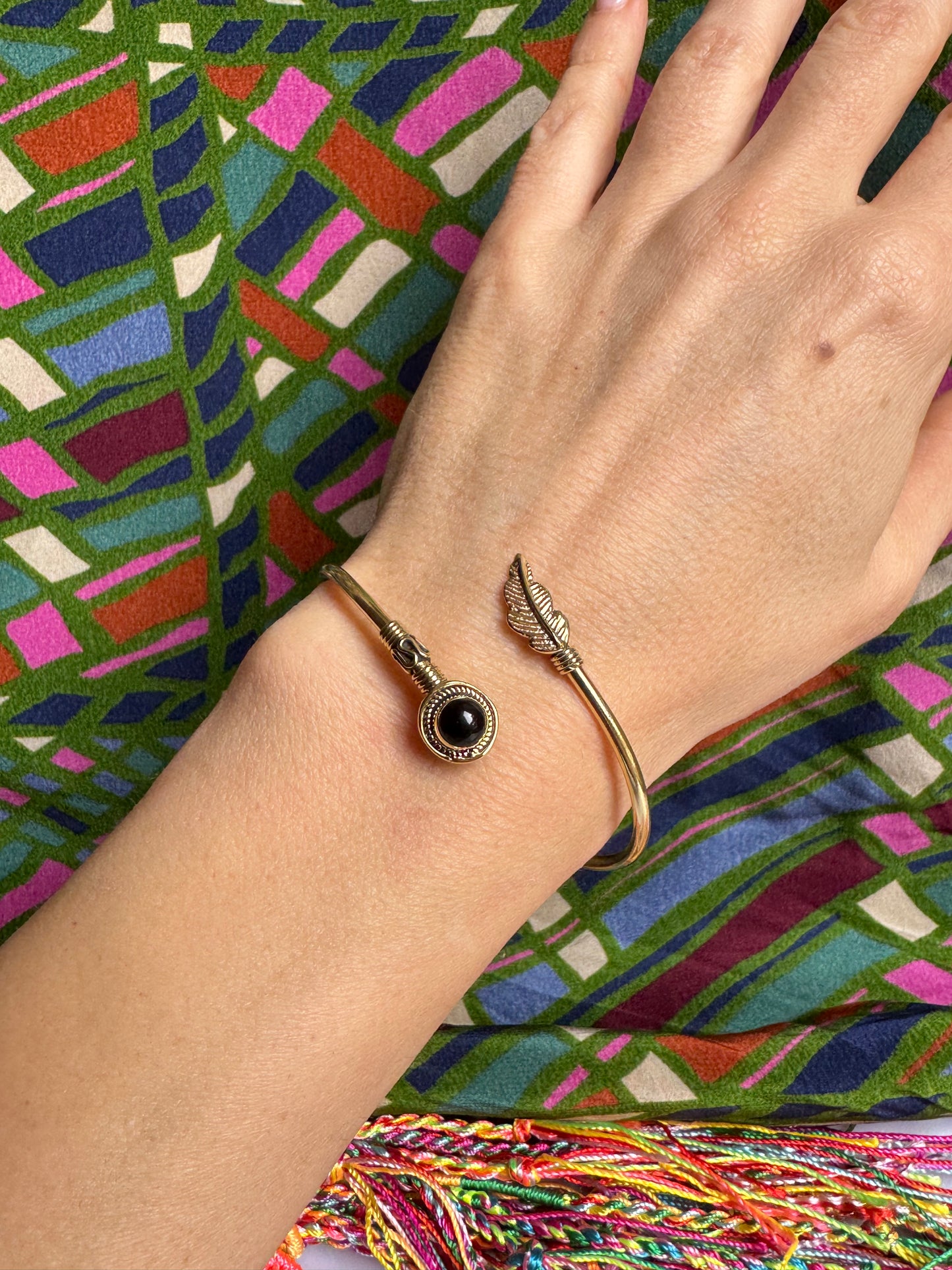 Black onyx golden boho bracelet