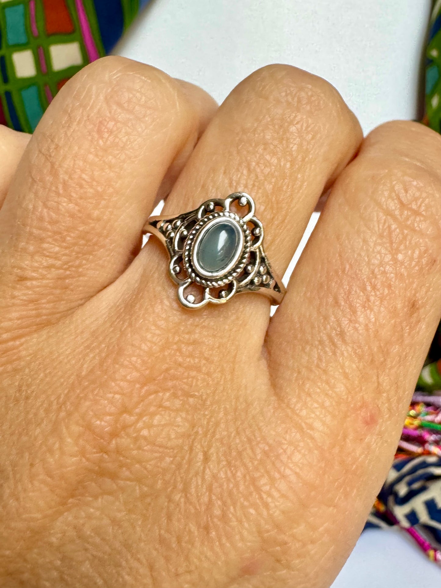 Anello argento 925 calcedonio misura 16/17 M16