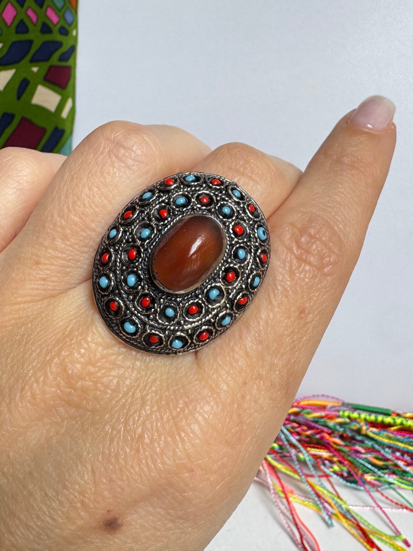 Anello vintage Agata misura 19 regolabile