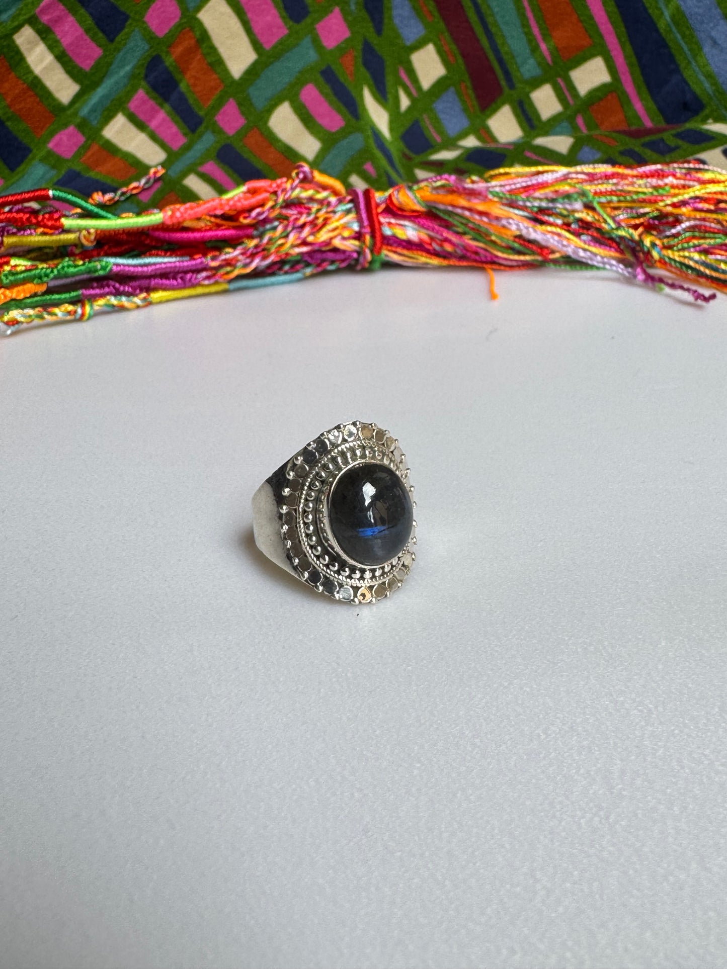 Labradoritring aus 925er Sterlingsilber, Größe 22 - 2LA