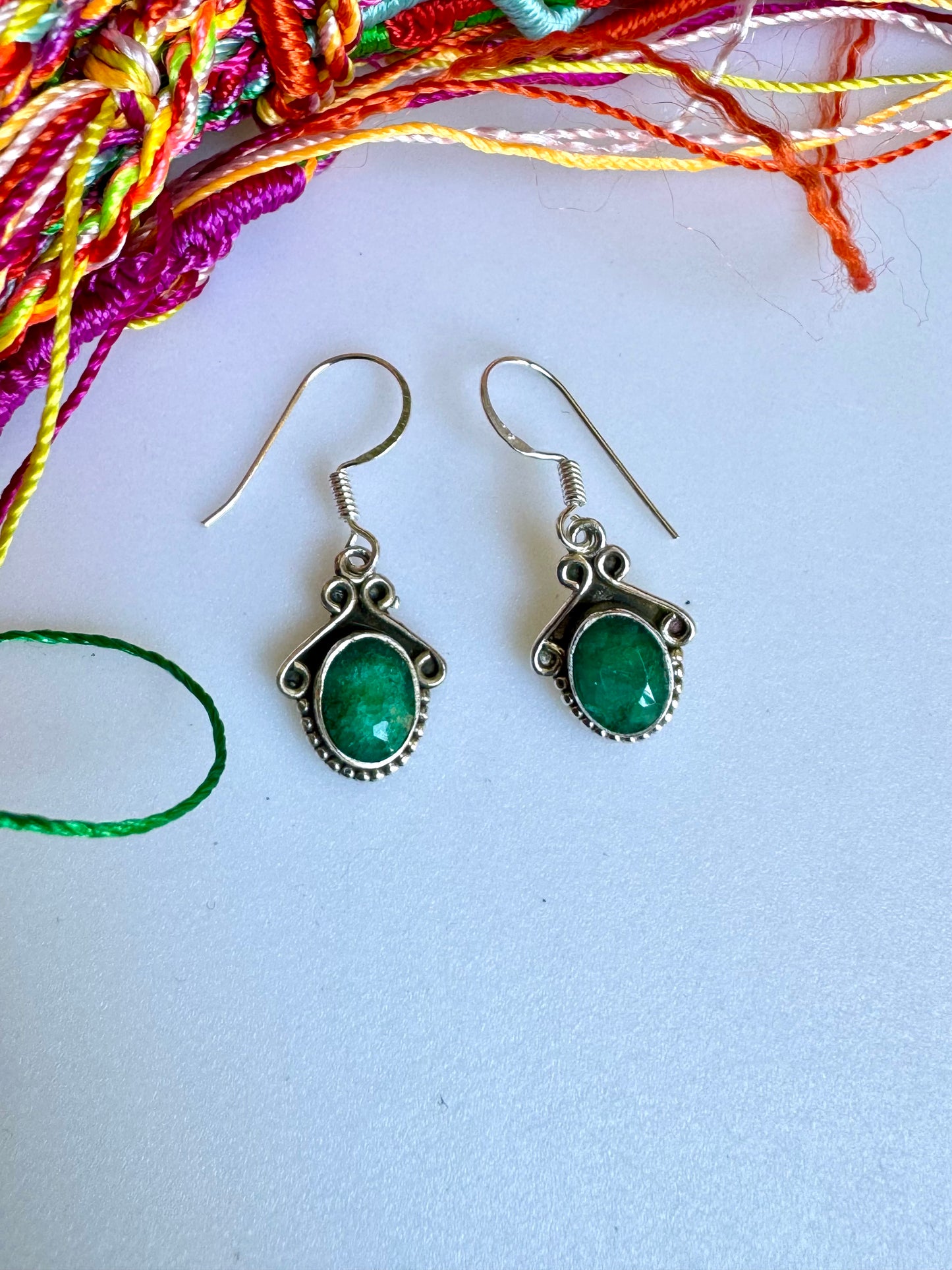 Emerald root 925 silver earrings