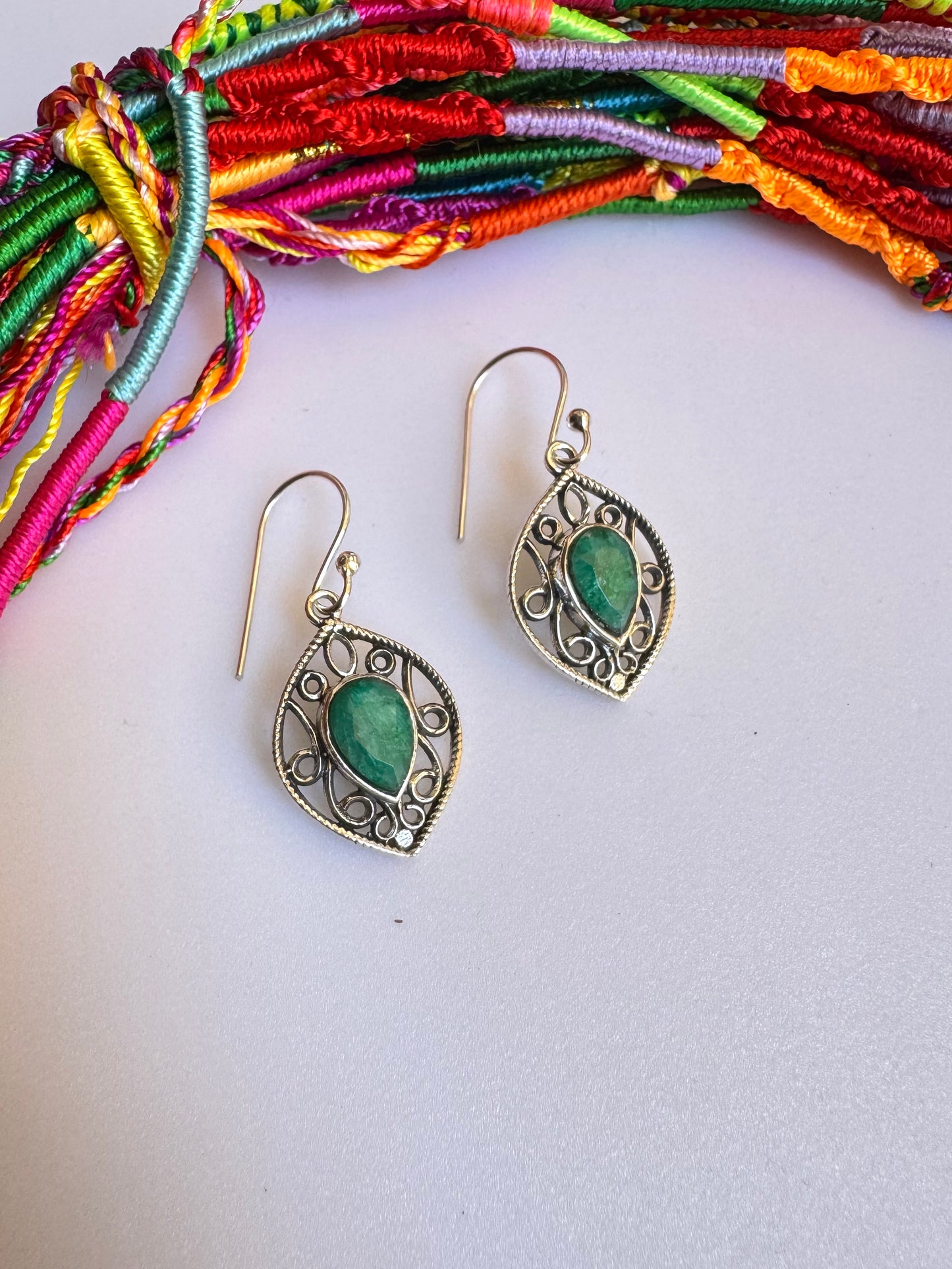 925 Silber Ohrringe mit Smaragdwurzel R17