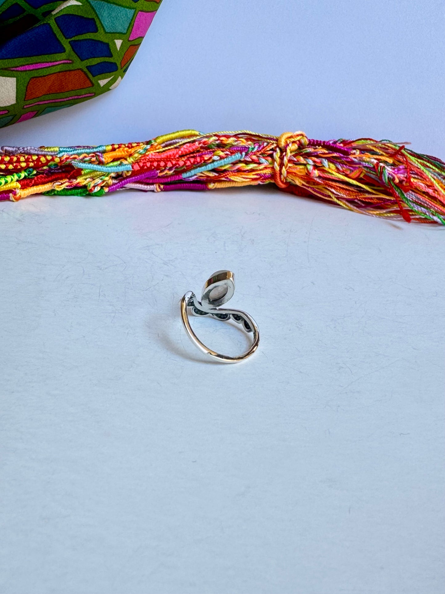 Anello argento 925 Pietra di luna arcobaleno misura 19/20 - 3LO