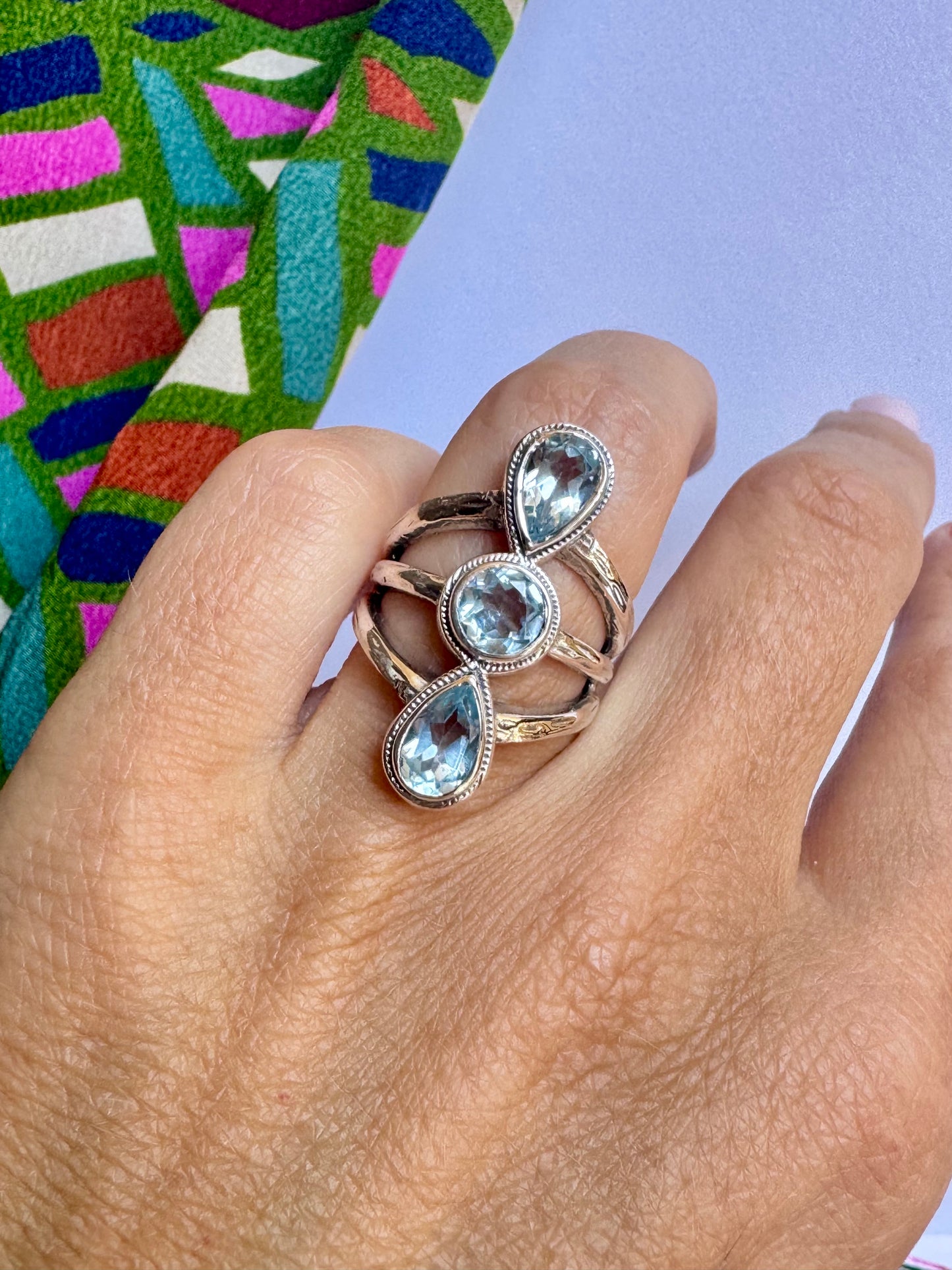 Anello argento 925 acquamarina misura 13/14 - 20UM