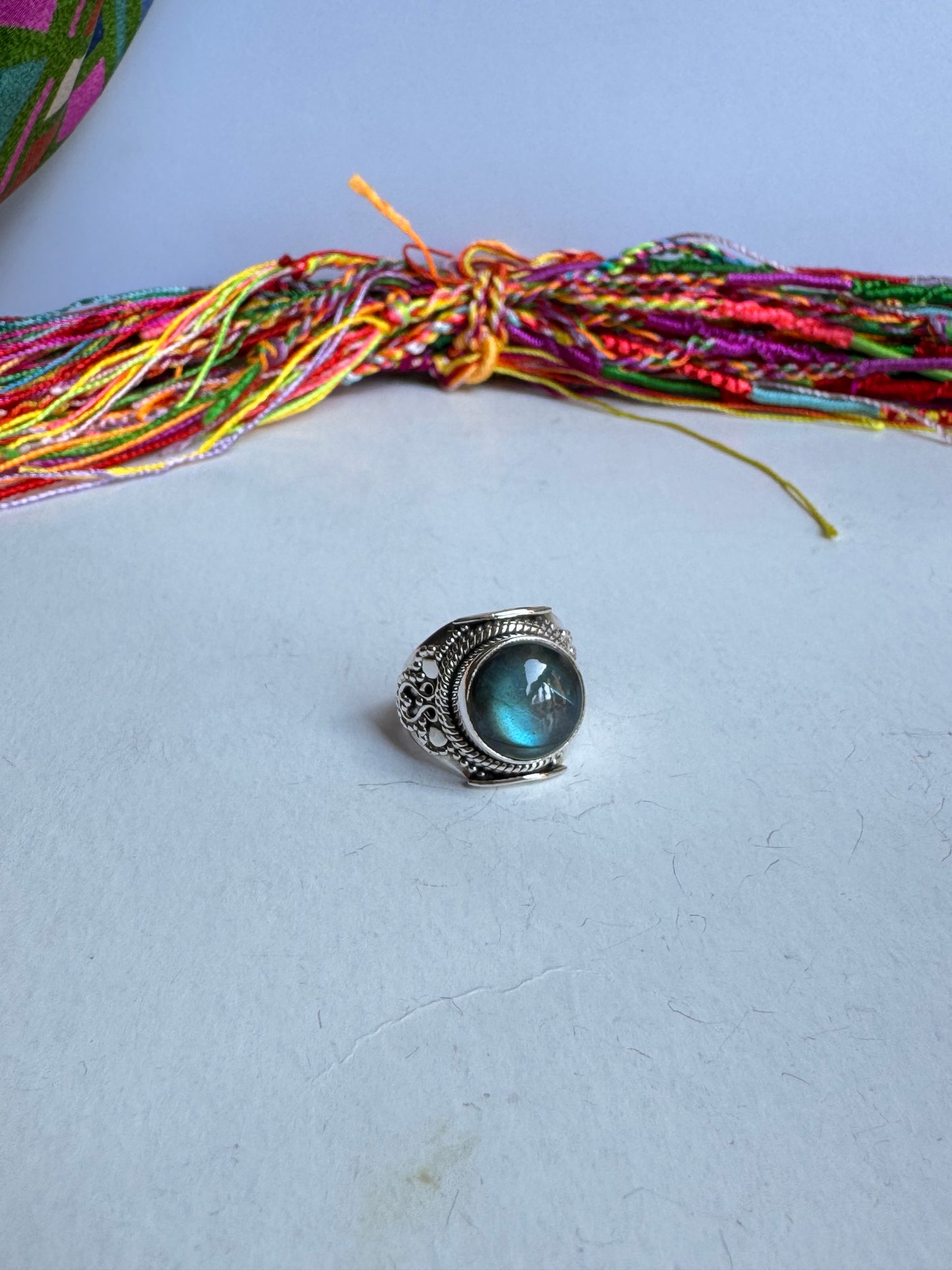 Anello argento 925 labradorite misura 12/13 - 14LAB