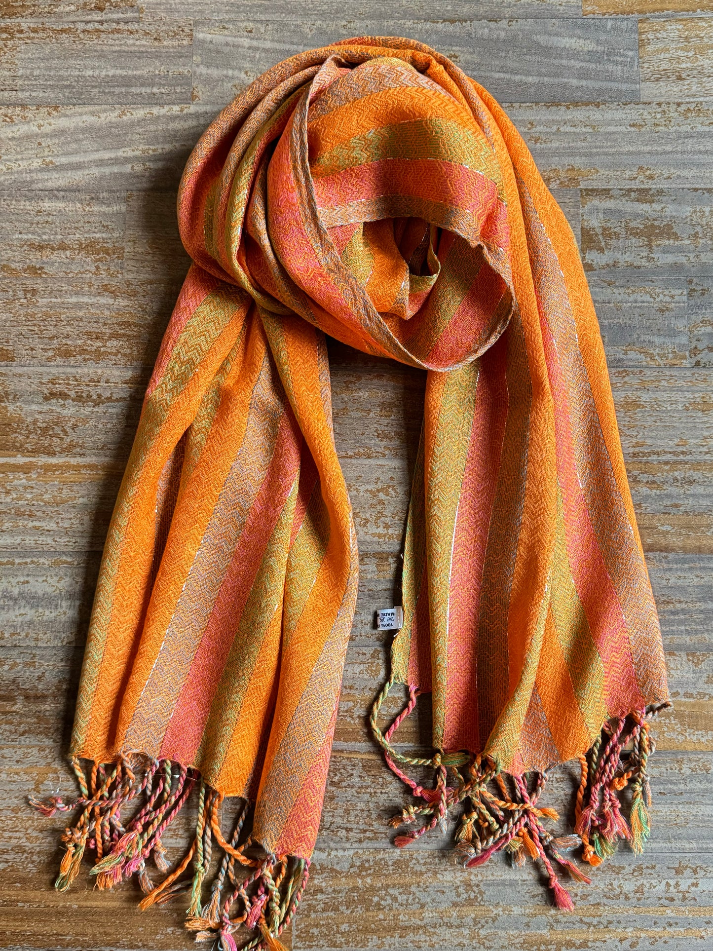 Pashmina scarf stole India orange and green