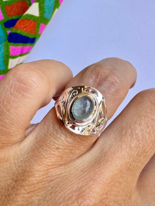 Anello argento 925 acquamarina misura 12 - 19UM