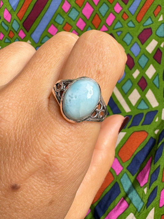 Anello argento 925 larimar E22