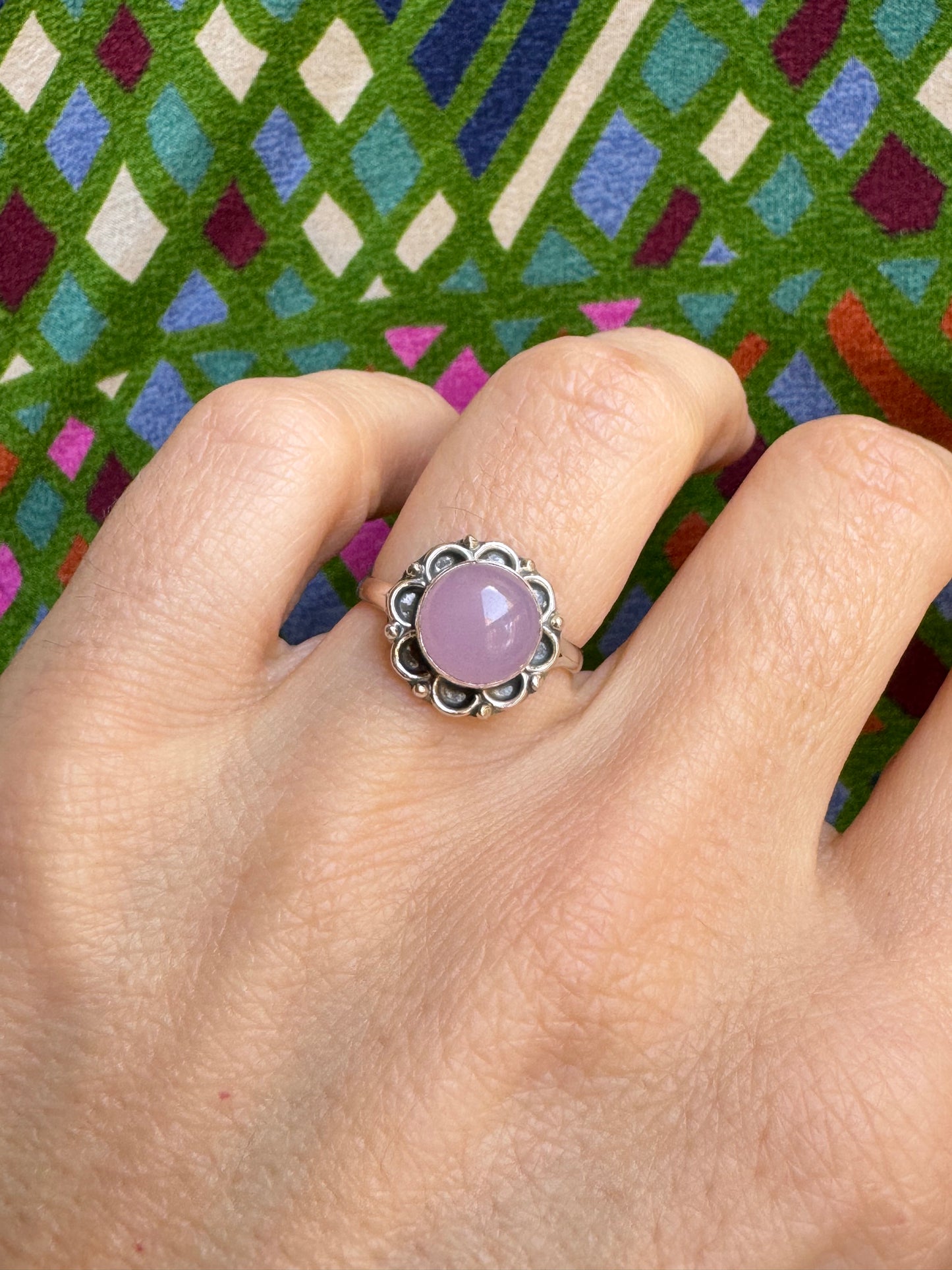 U71 rose quartz 925 silver ring