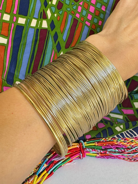 Multi-strand golden bangle bracelet