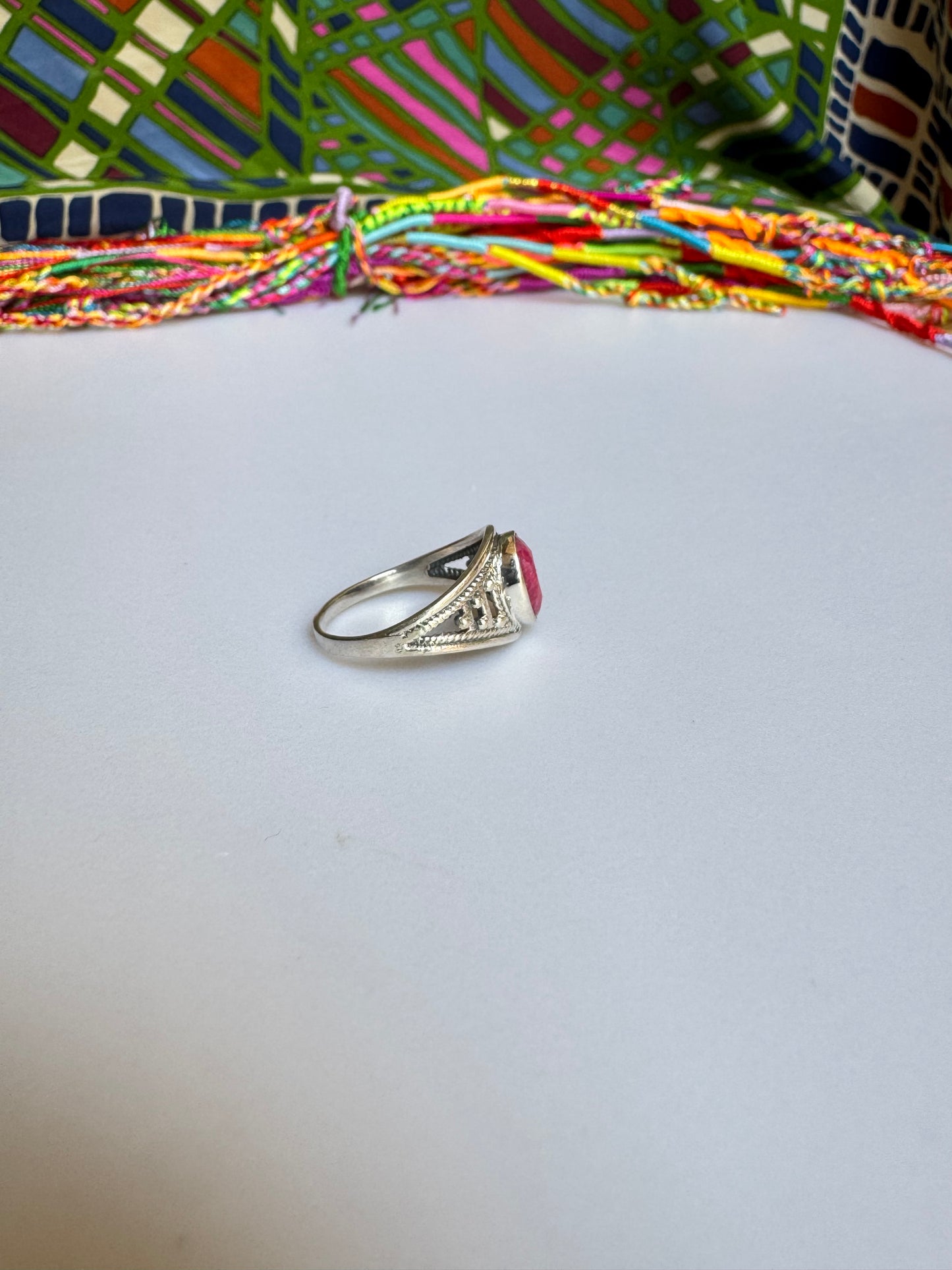 925 Silberring mit Rubinwurzel Größe 17 -X74