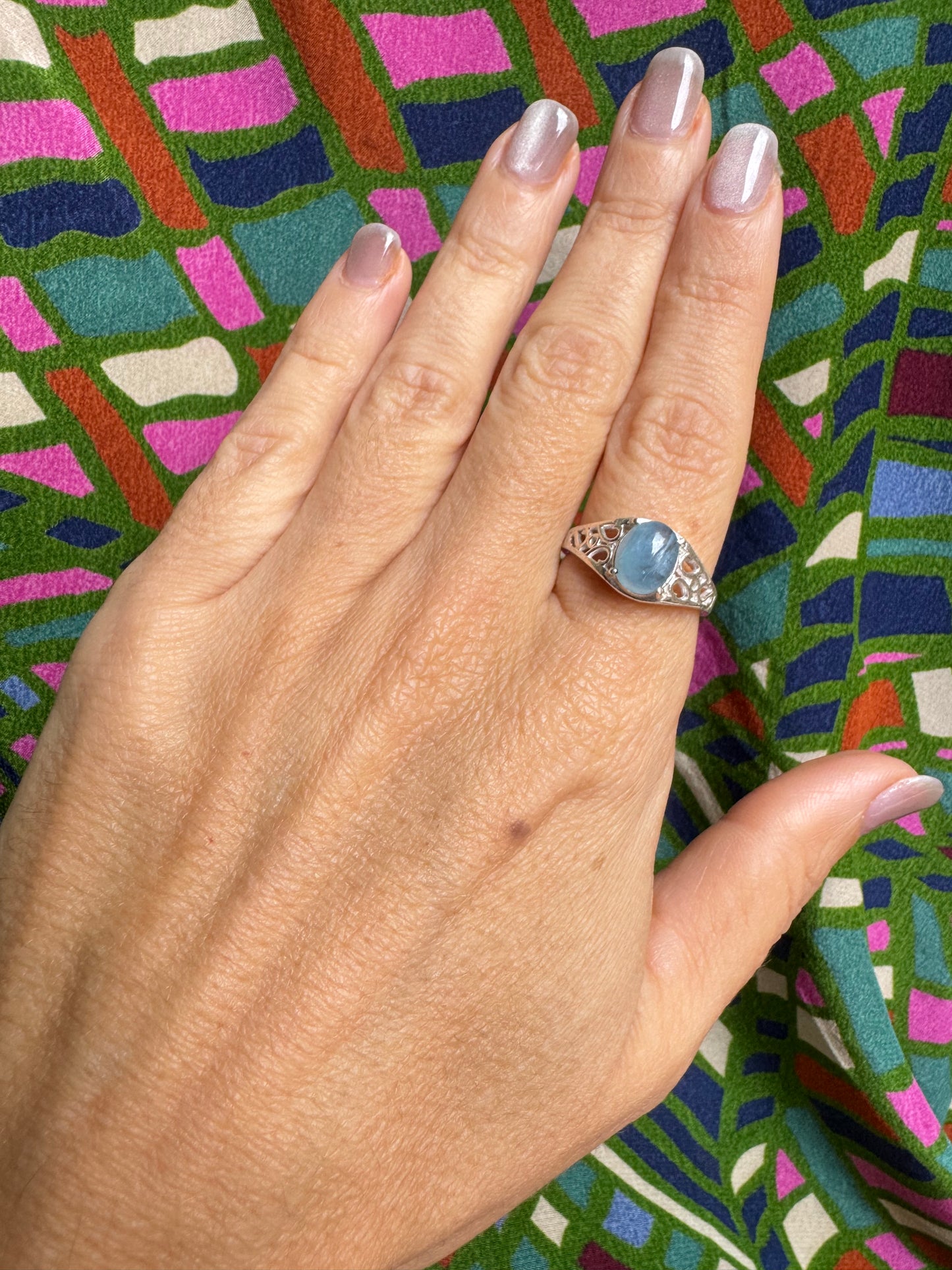 925 silver aquamarine ring size 19 - 7L