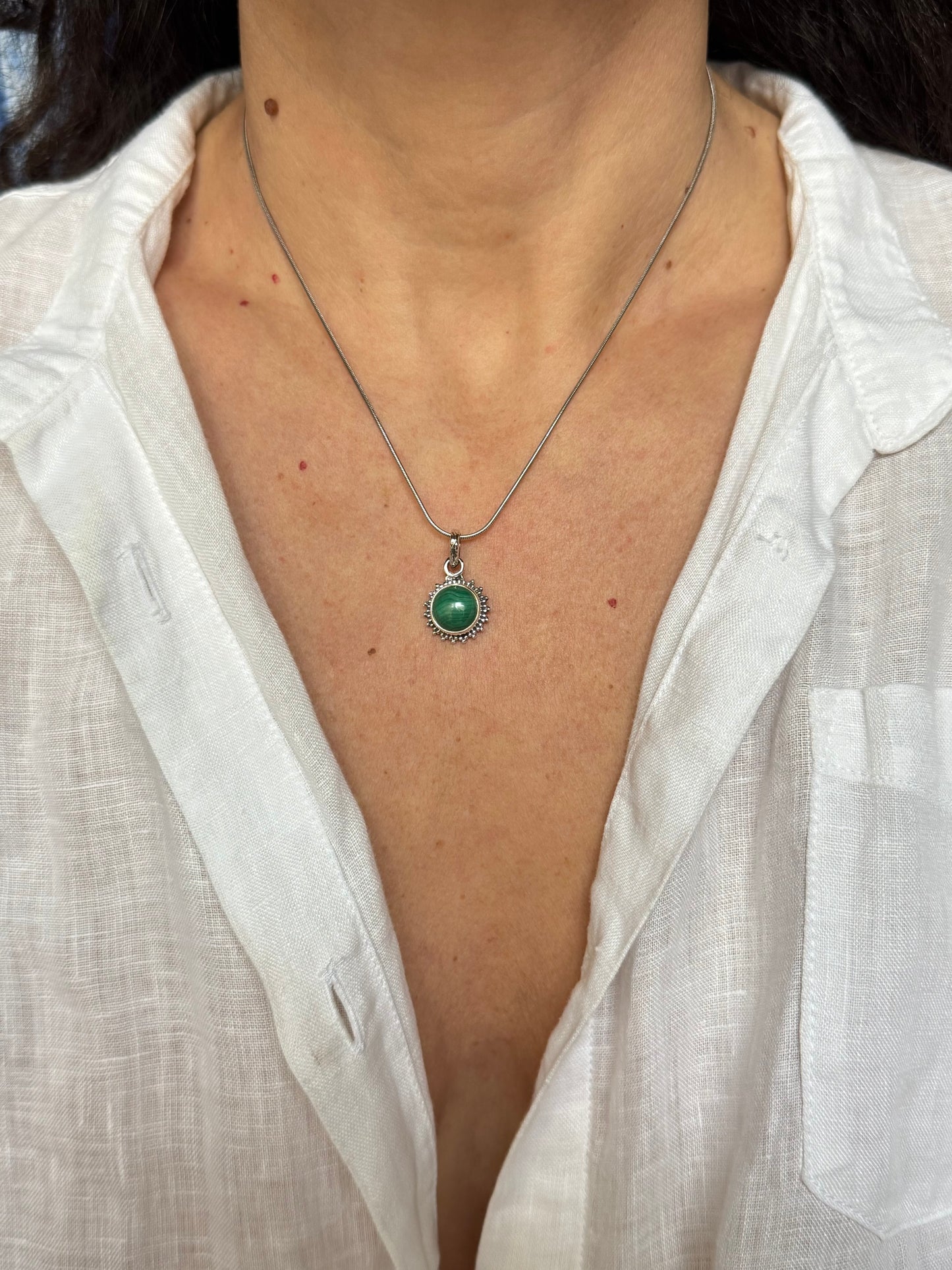 Ciondolo argento 925 malachite V1