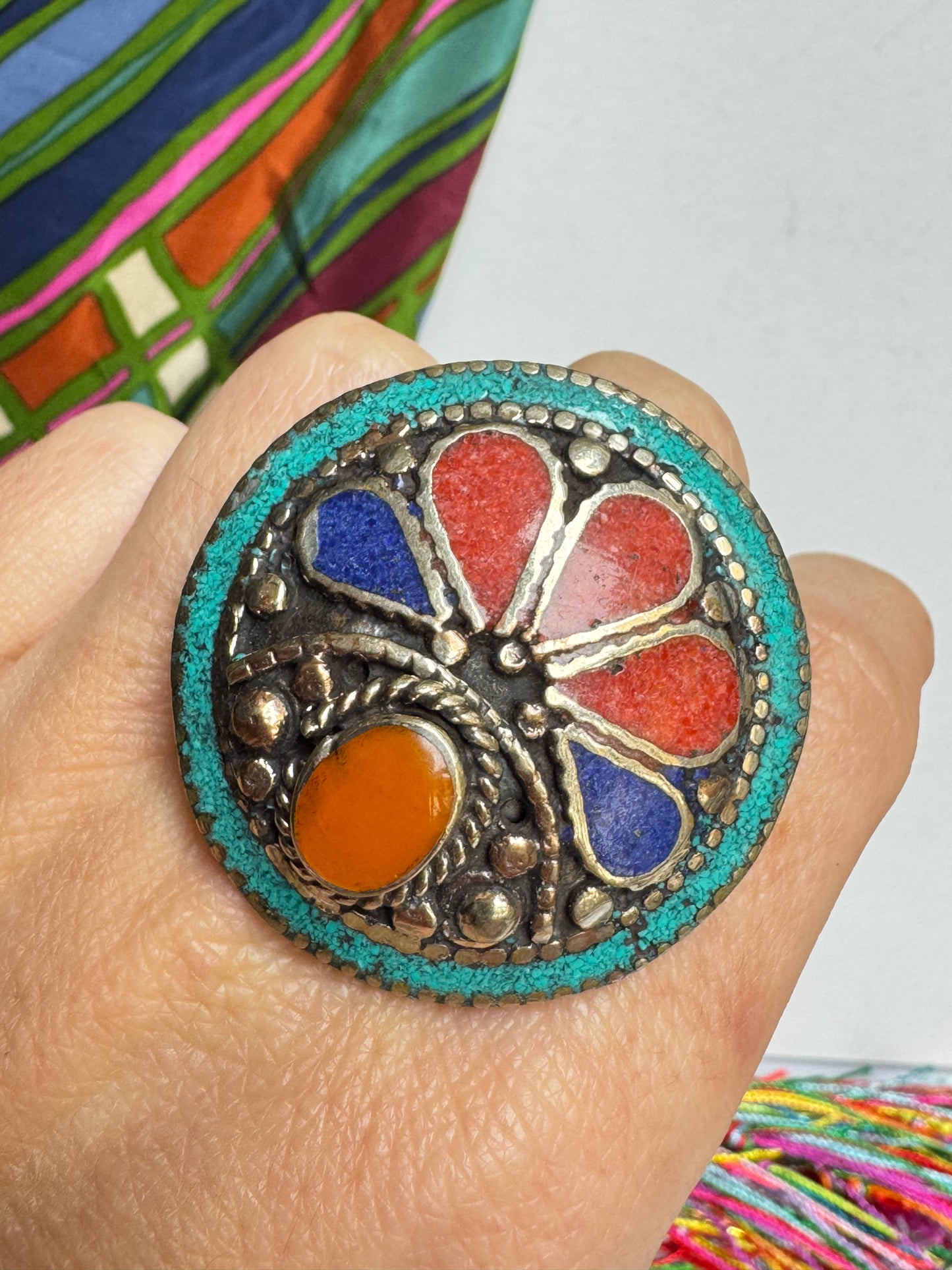 Anello nepalese mosaico vintage