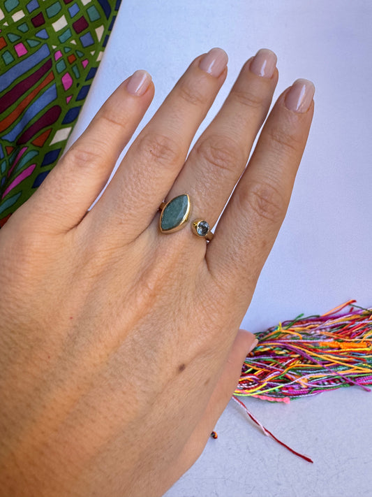 Anello boho dorato amazzonite