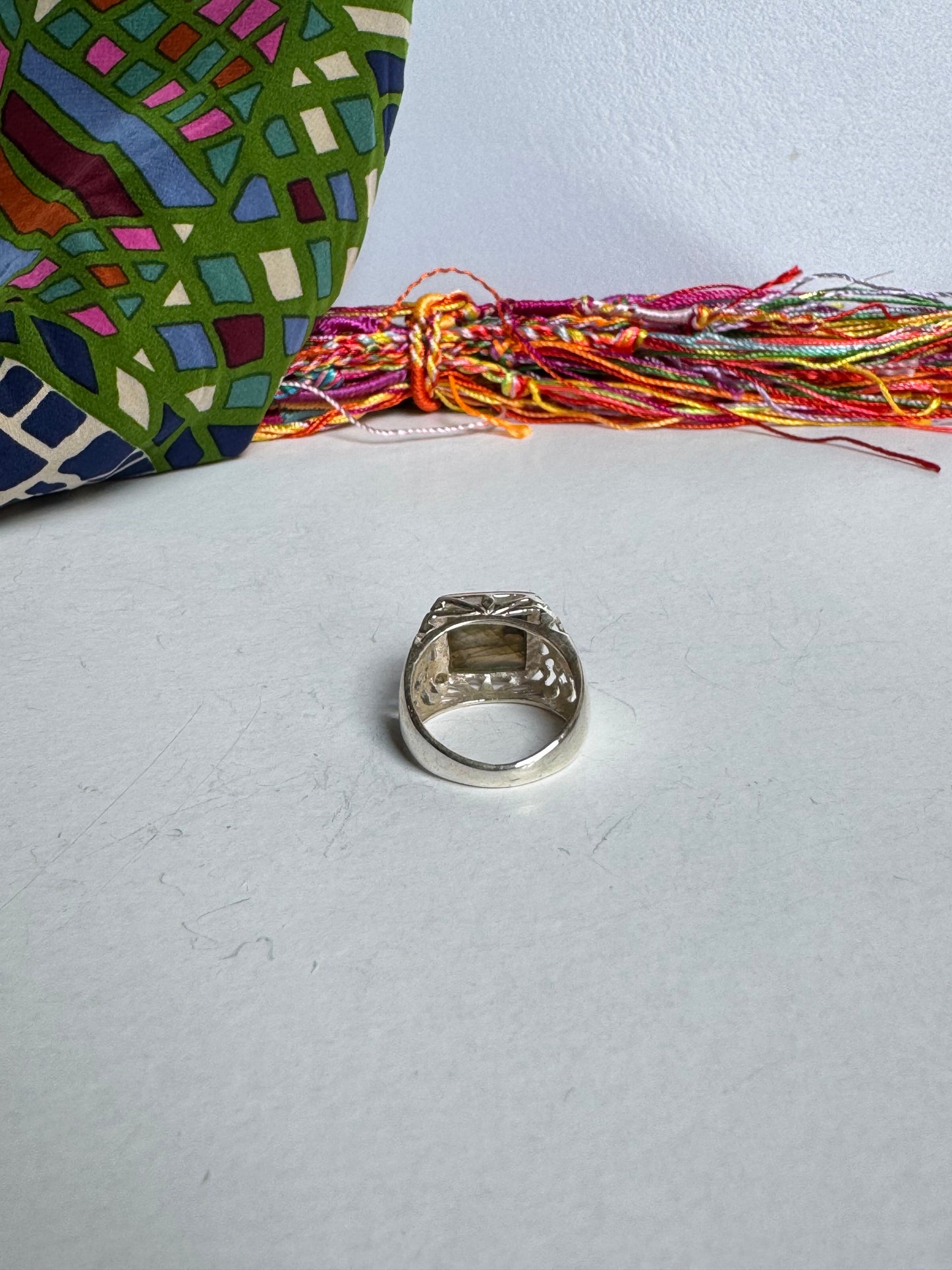Ring Silber 925 Labradorit Größe 15 - 12K