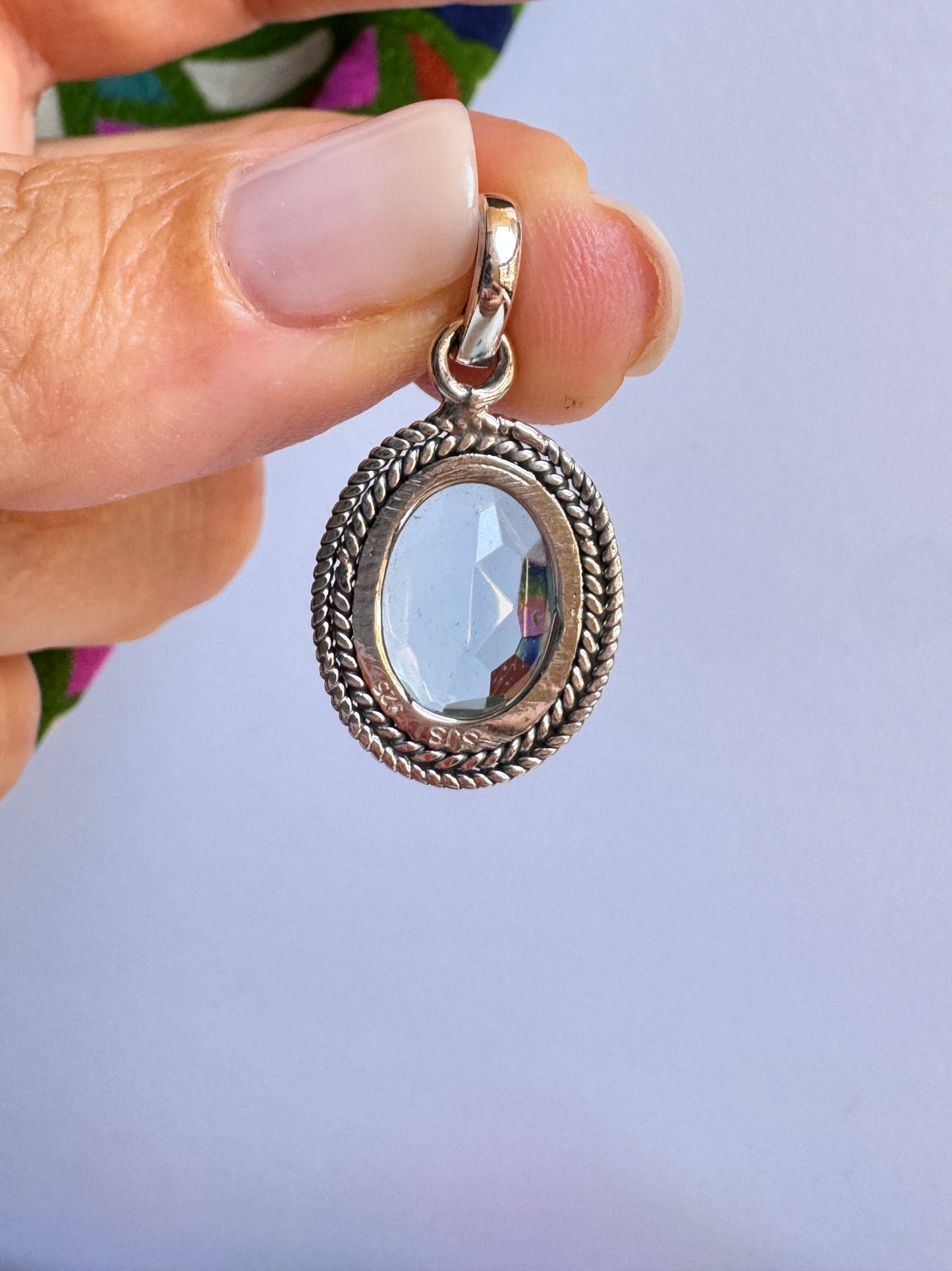 Ciondolo pendente argento 925 acquamarina 35K