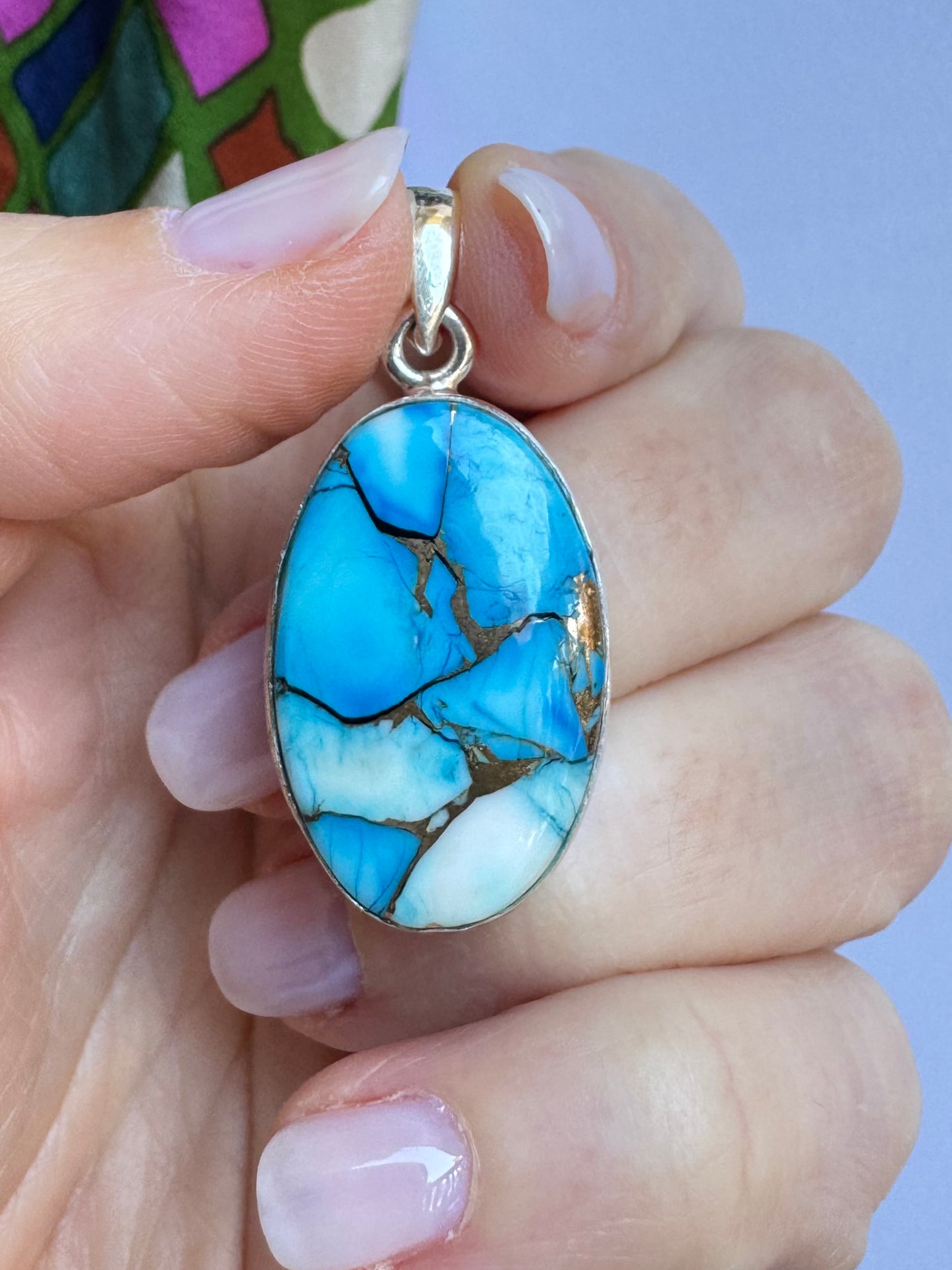 Ciondolo pendente argento 925 copper turquoise 6K