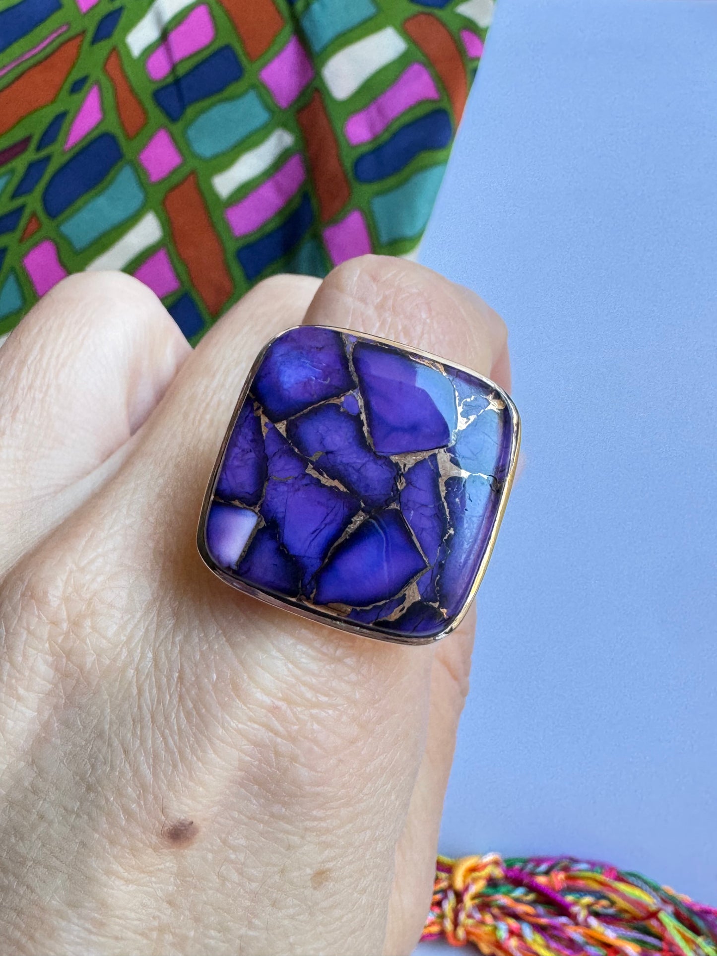 Anello argento 925 copper turquoise turchese misura 20/21 - 4LO