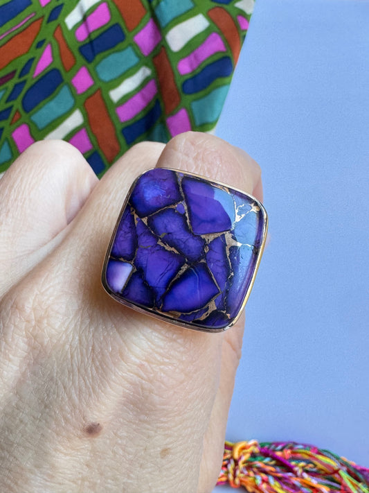 Anello argento 925 copper turquoise turchese misura 20/21 - 4LO