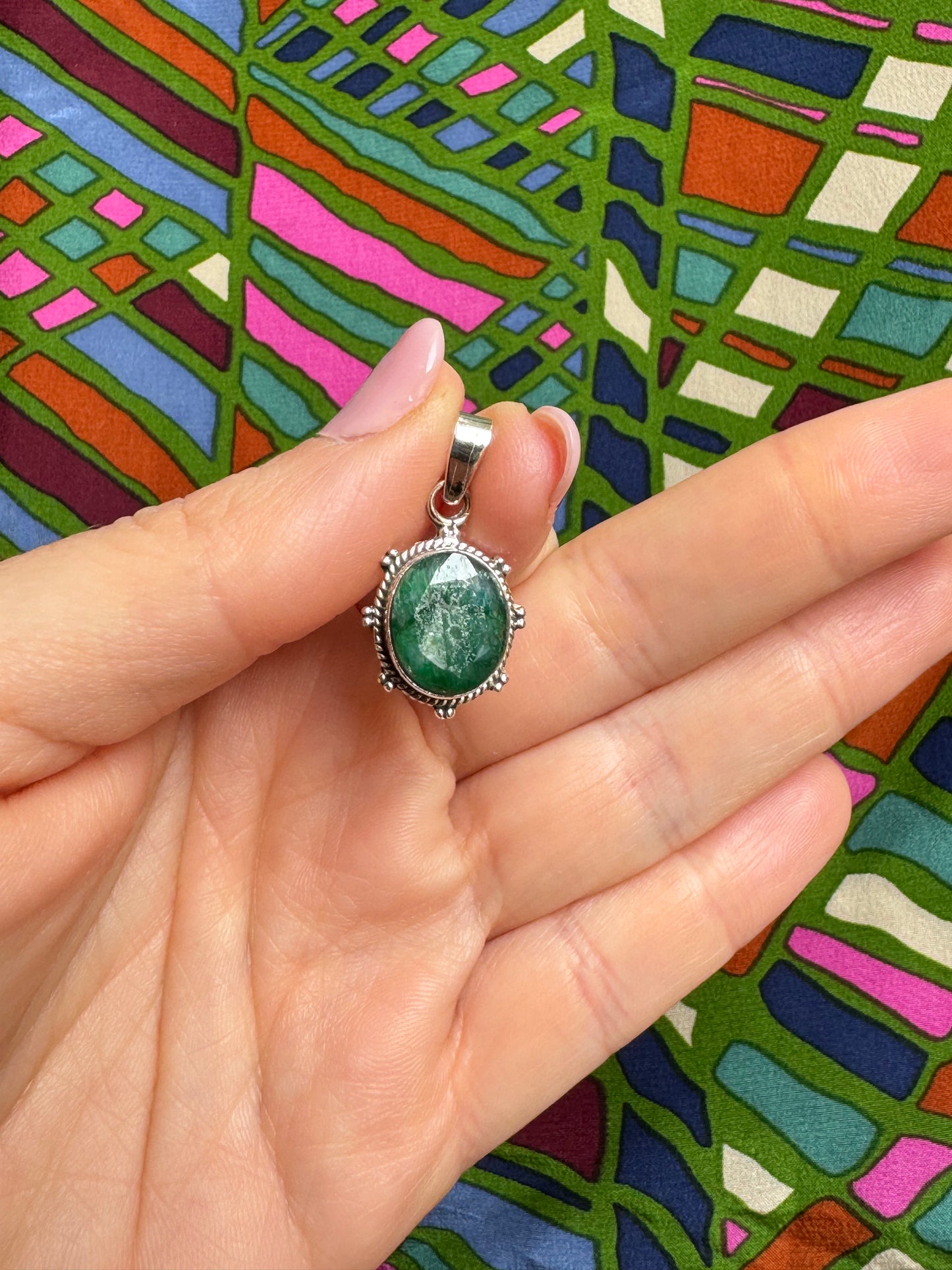 Emerald root 925 silver pendant