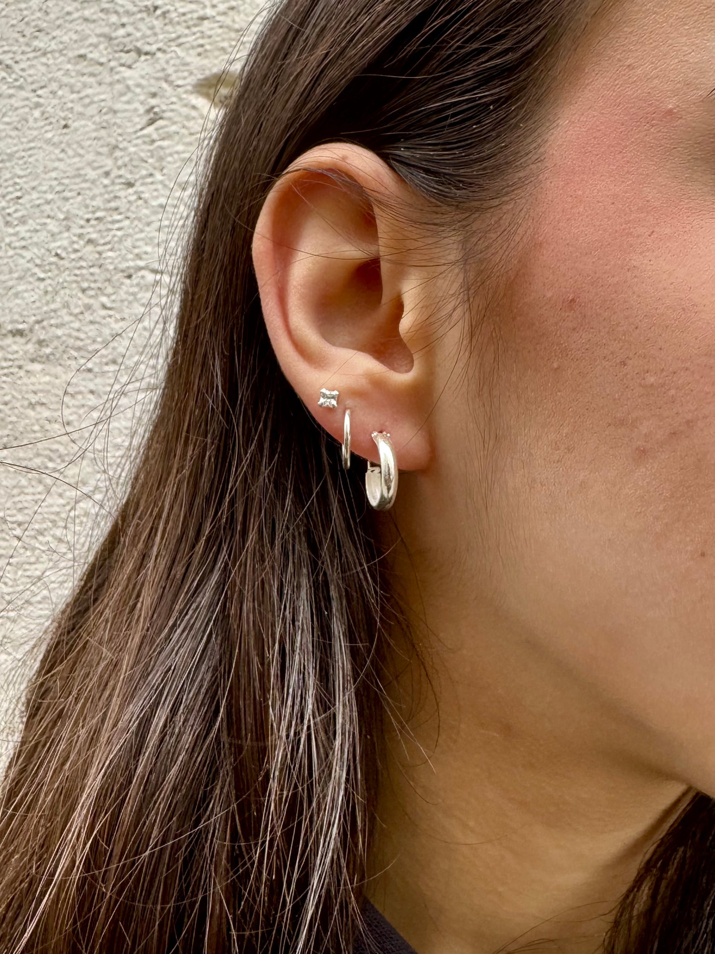 Single earring smooth circle cm 925 silver 1.4cm W25