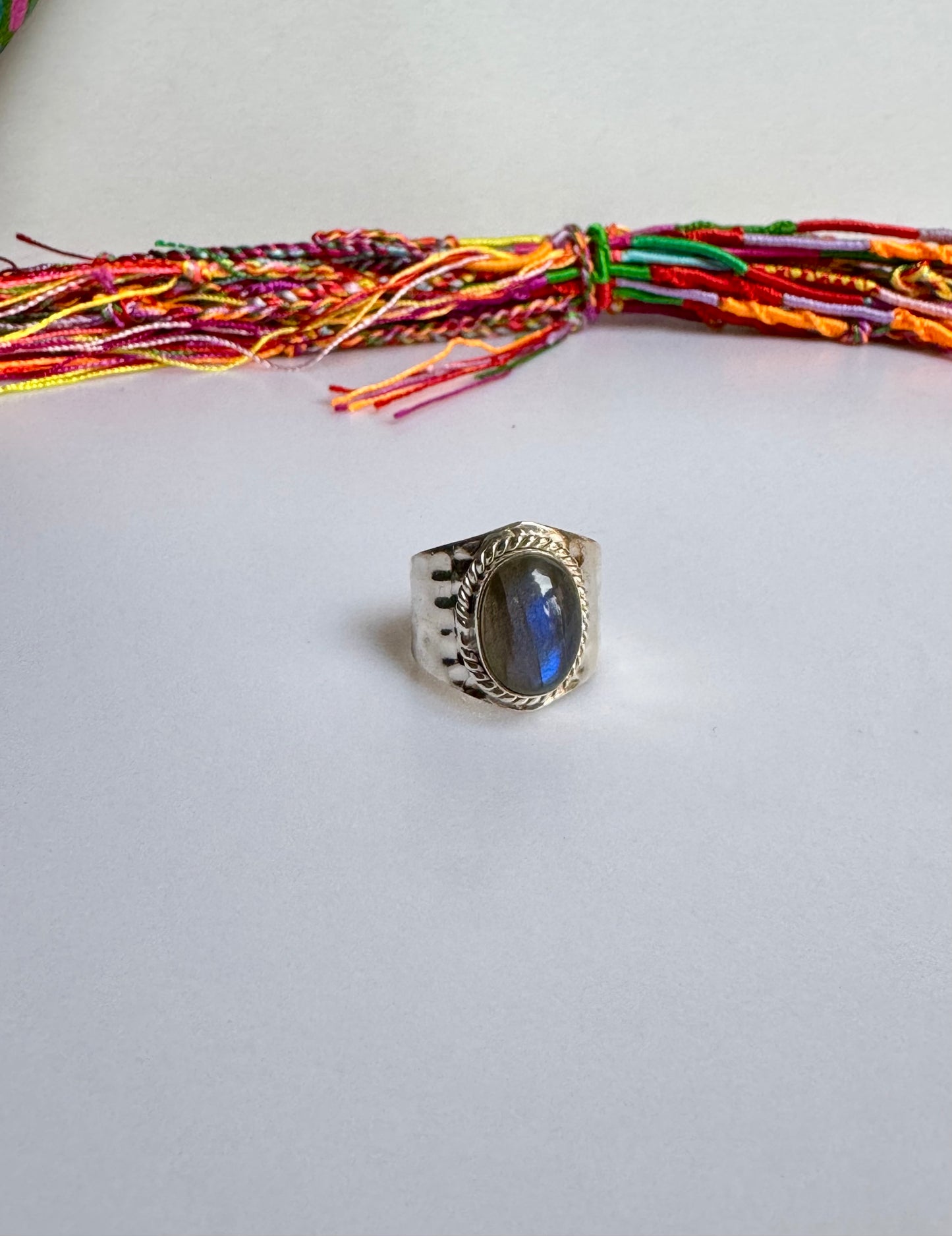 Anello argento 925 labradorite misura 19/20 - 25SZ