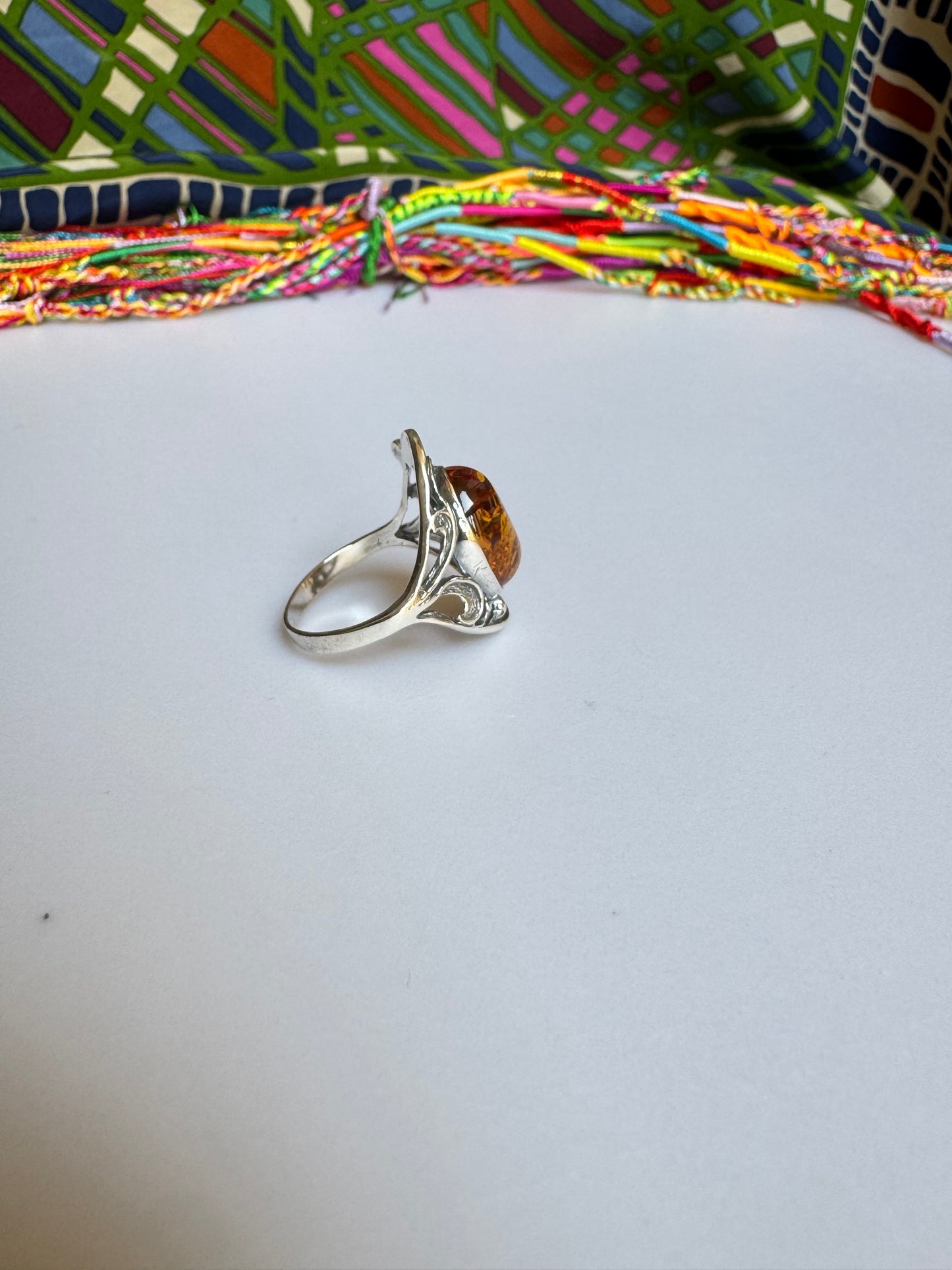 925 silver amber ring size 23 35A