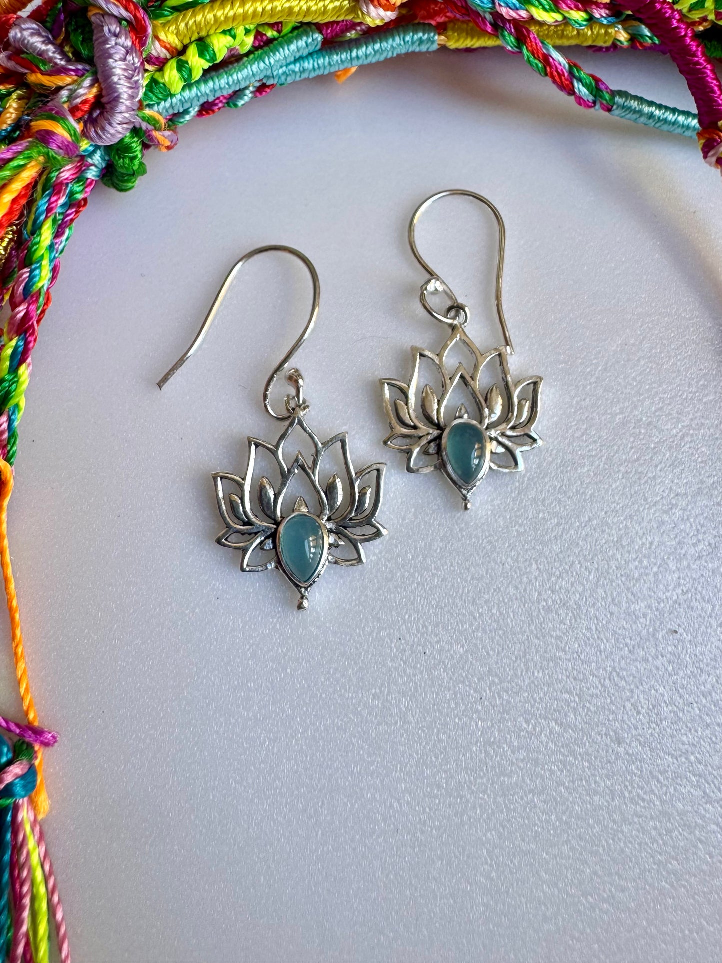 Blue silver boho earrings