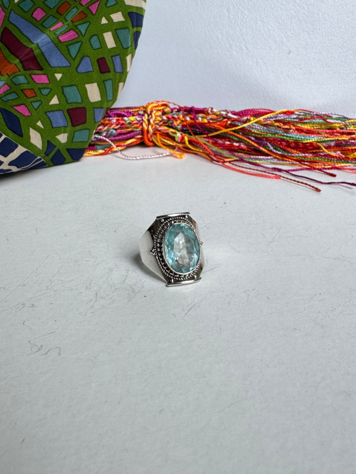 Anello argento 925 acquamarina misura 19/20 - 22K