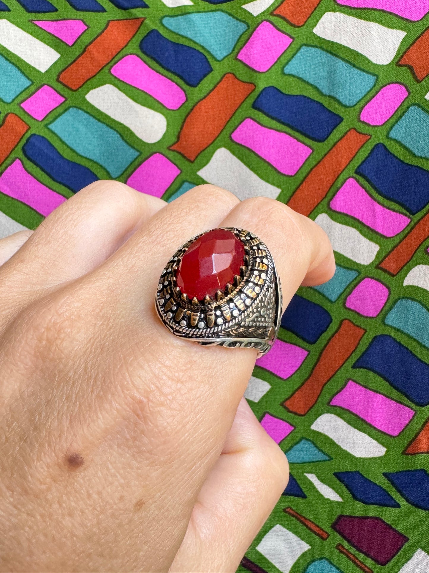 Carnelian silver ring T61