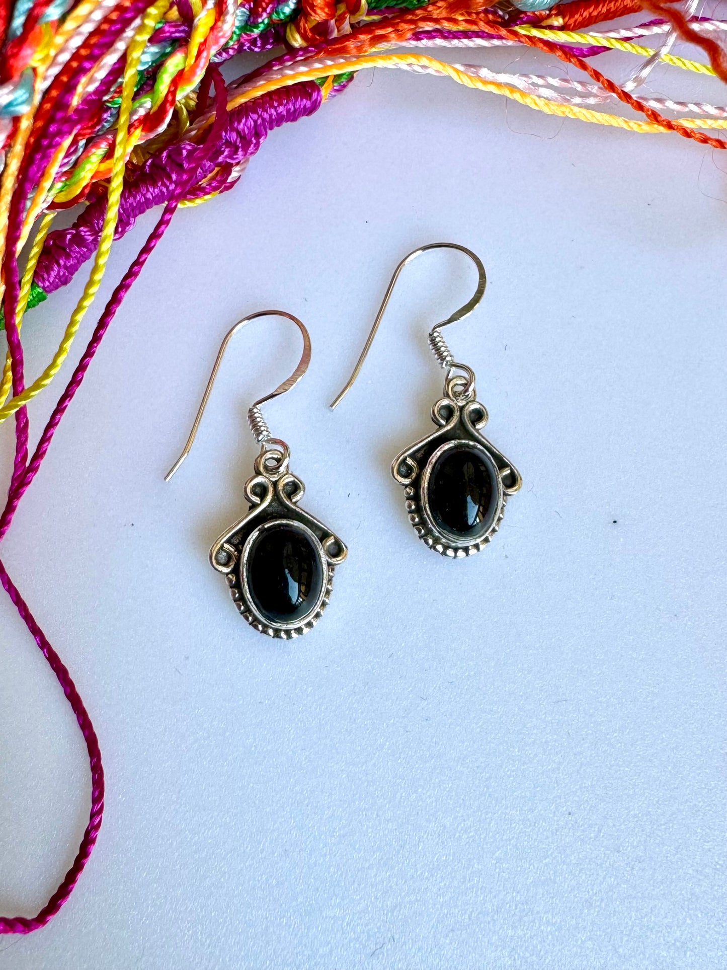 Orecchini argento onice nero