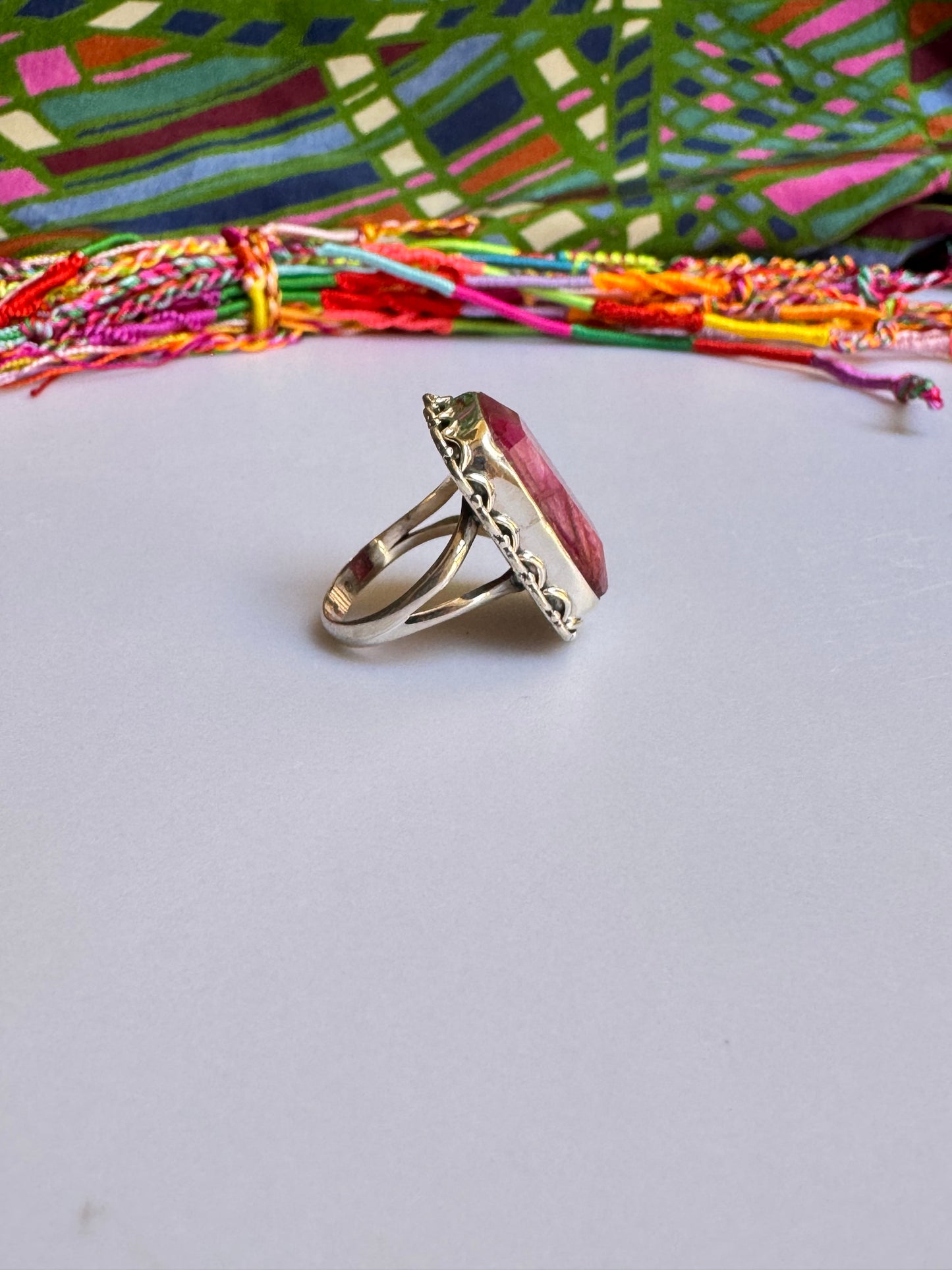 925 Silberring mit Rubinwurzel Größe 15 -X21