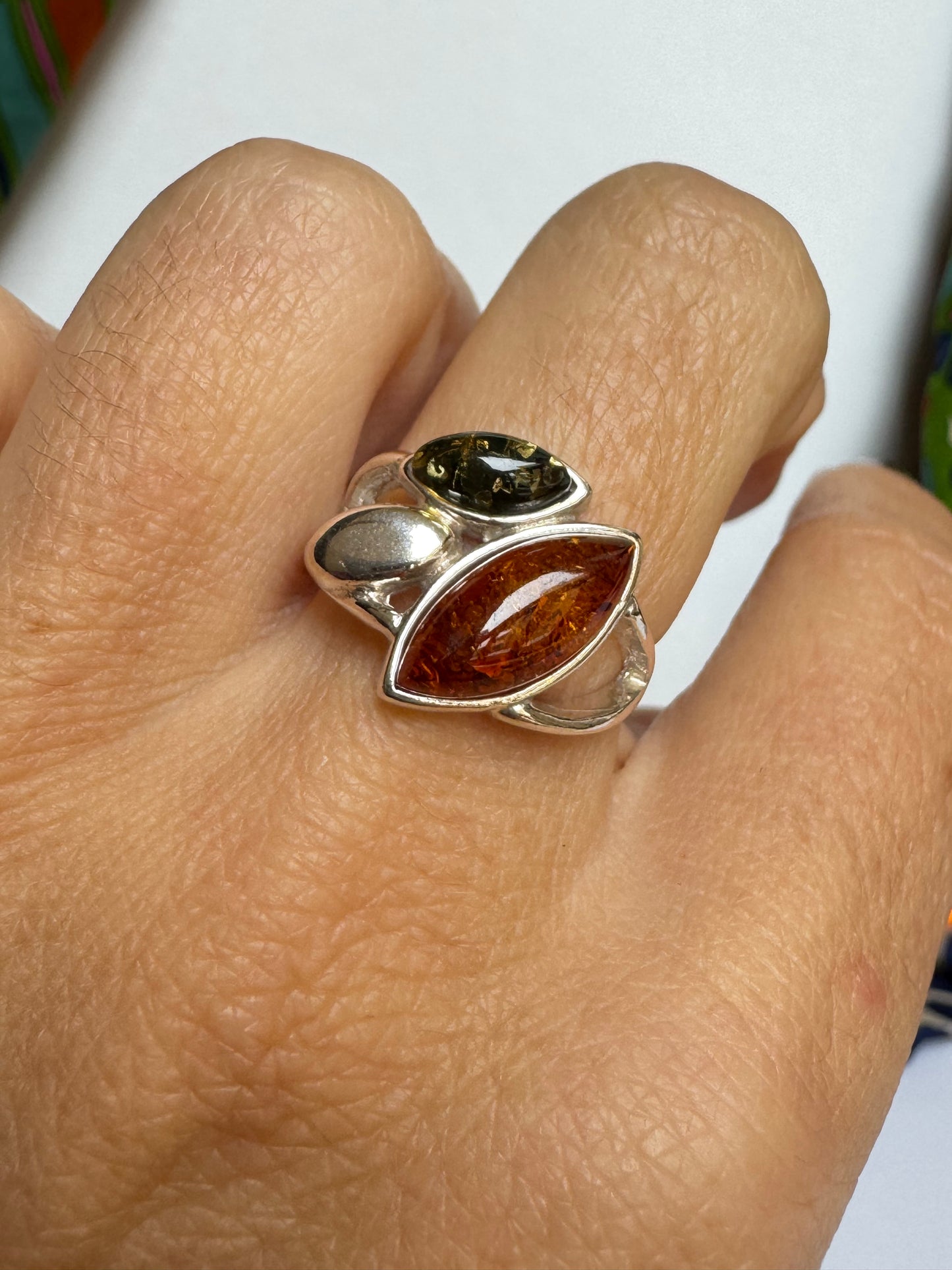 Anello argento 925 ambra misura 12 - 12AMB