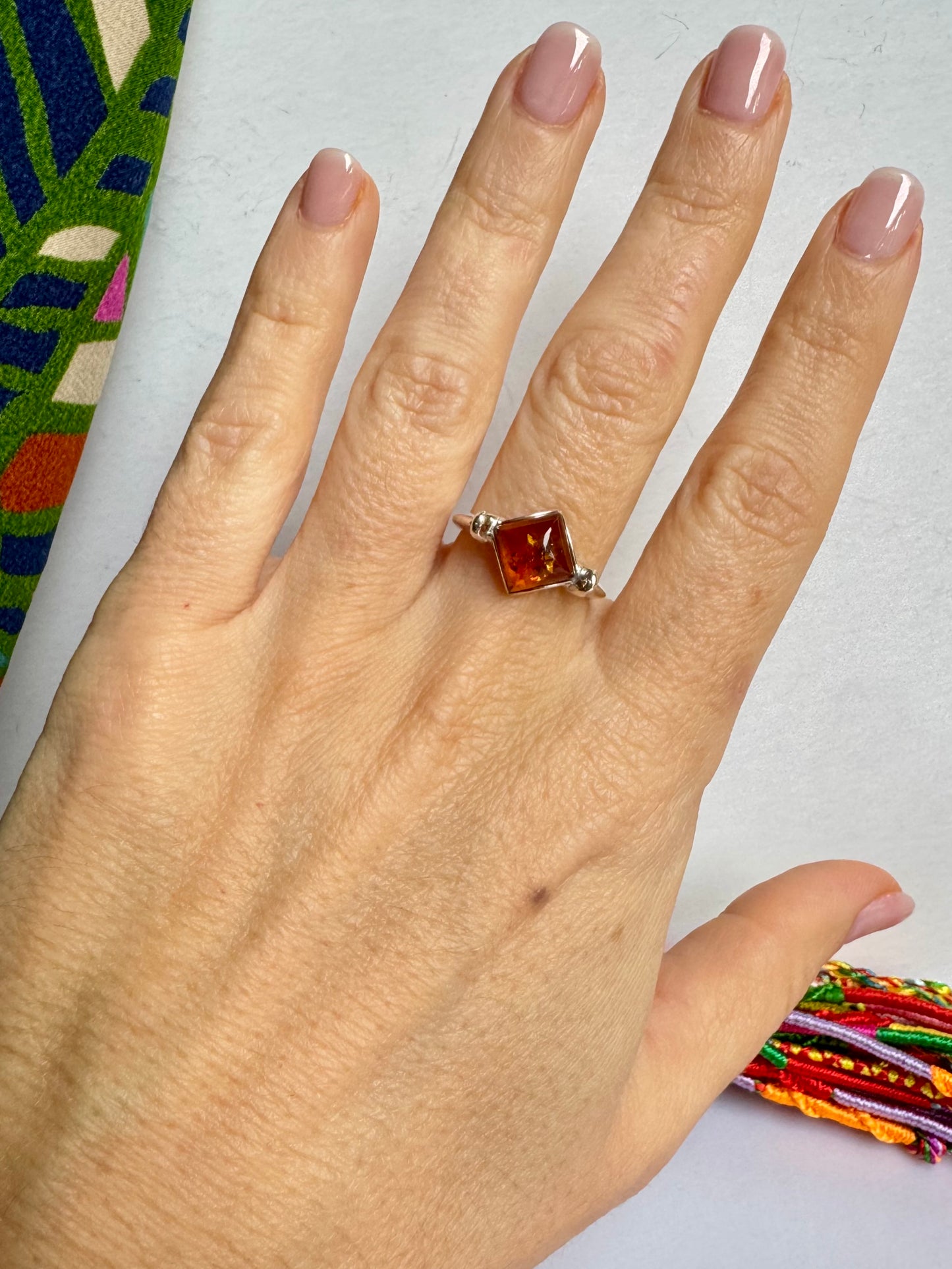 Anello argento 925 ambra misura 16/17 - 28AMB