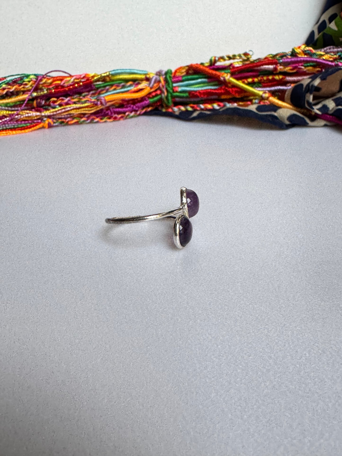 Anello argento 925 ametista regolabile  20 - 11AME DIFETTATO